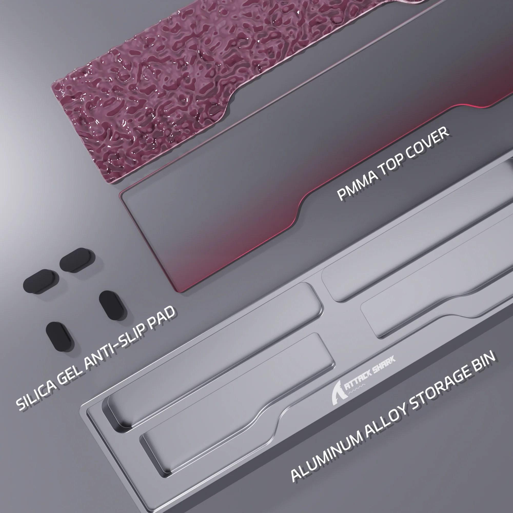 ATTACK SHARK Aluminum Alloy Wrist Rest with Partition Storage Case - Image 13