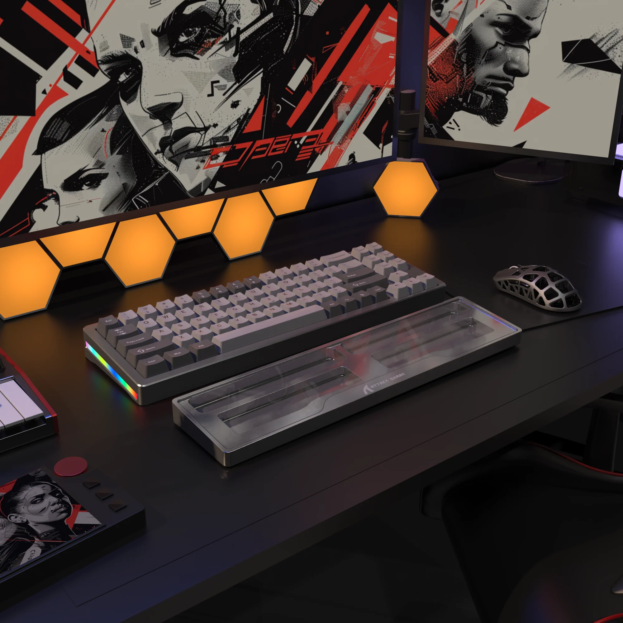 ATTACK SHARK Aluminum Alloy Wrist Rest with Partition Storage Case - Image 27