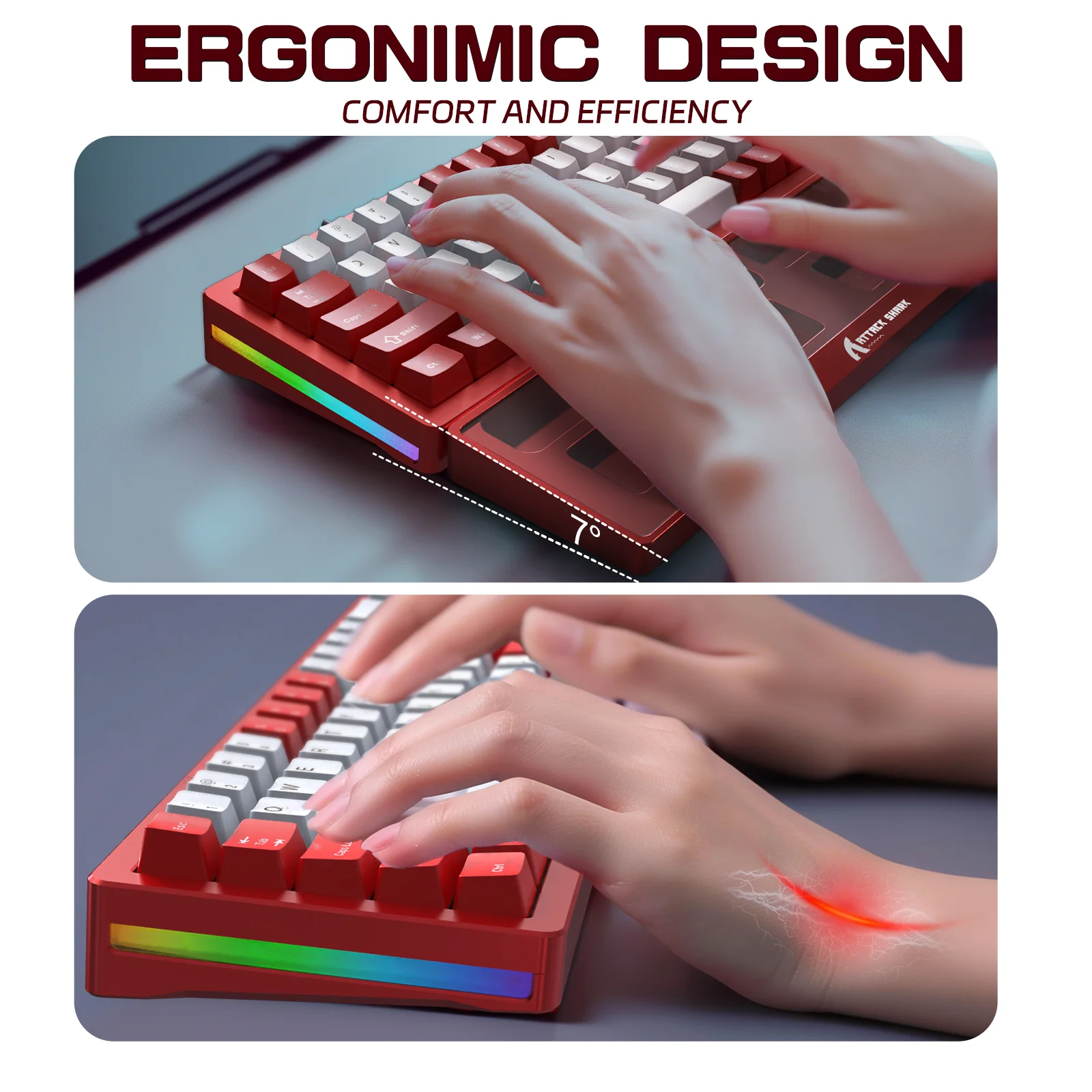 ATTACK SHARK Aluminum Alloy Wrist Rest with Partition Storage Case - Image 32
