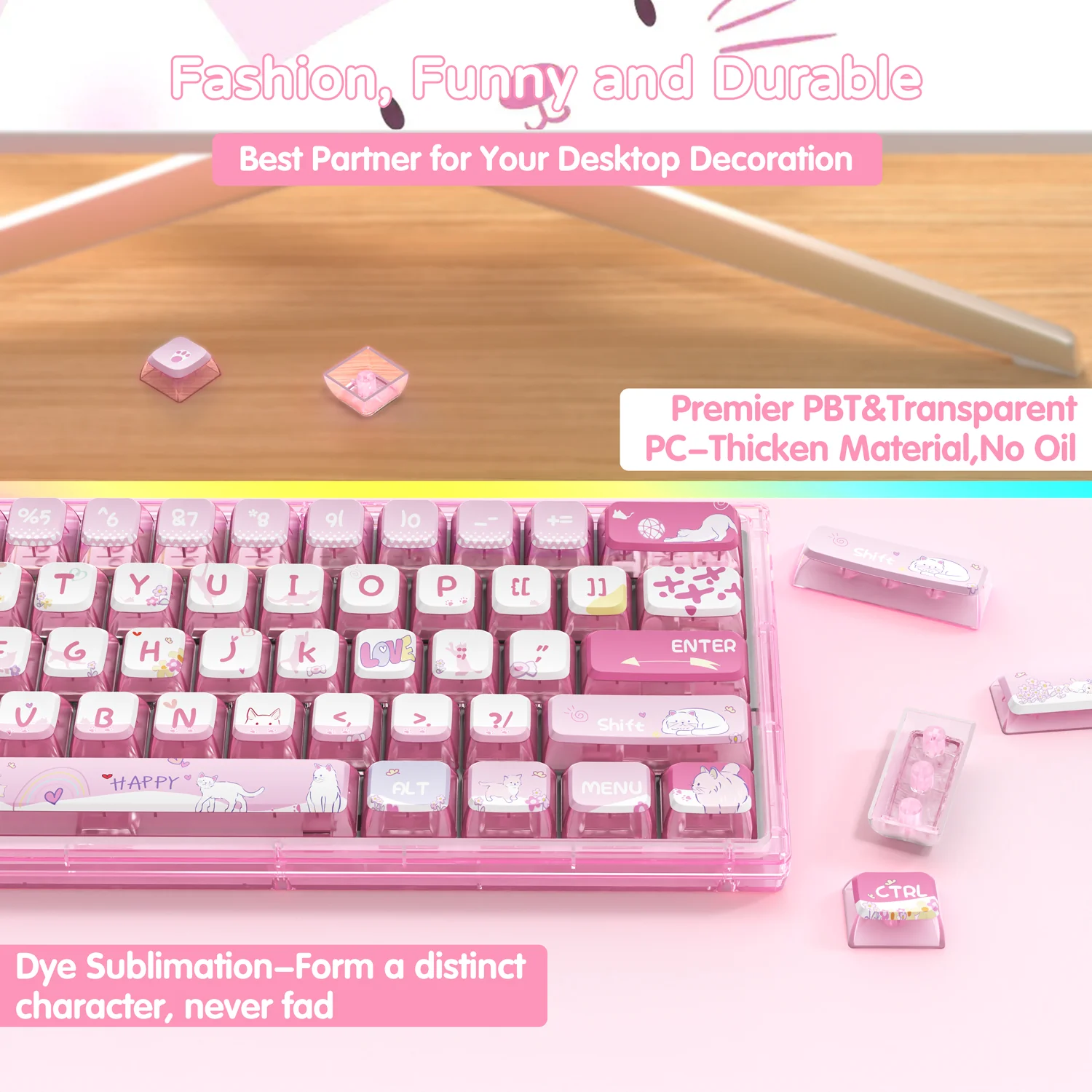 ATTACK SHARK 120 Keys PBT Dye-Sublimation Pudding Keycaps Set - Image 3