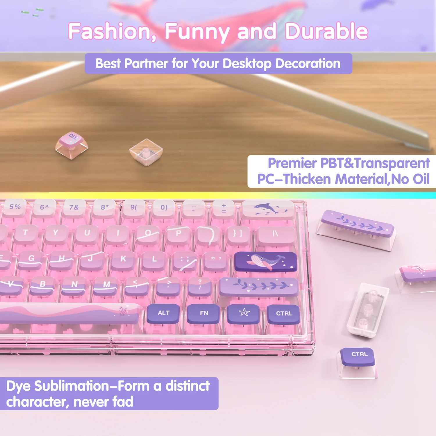 ATTACK SHARK 120 Keys PBT Dye-Sublimation Pudding Keycaps Set - Image 50