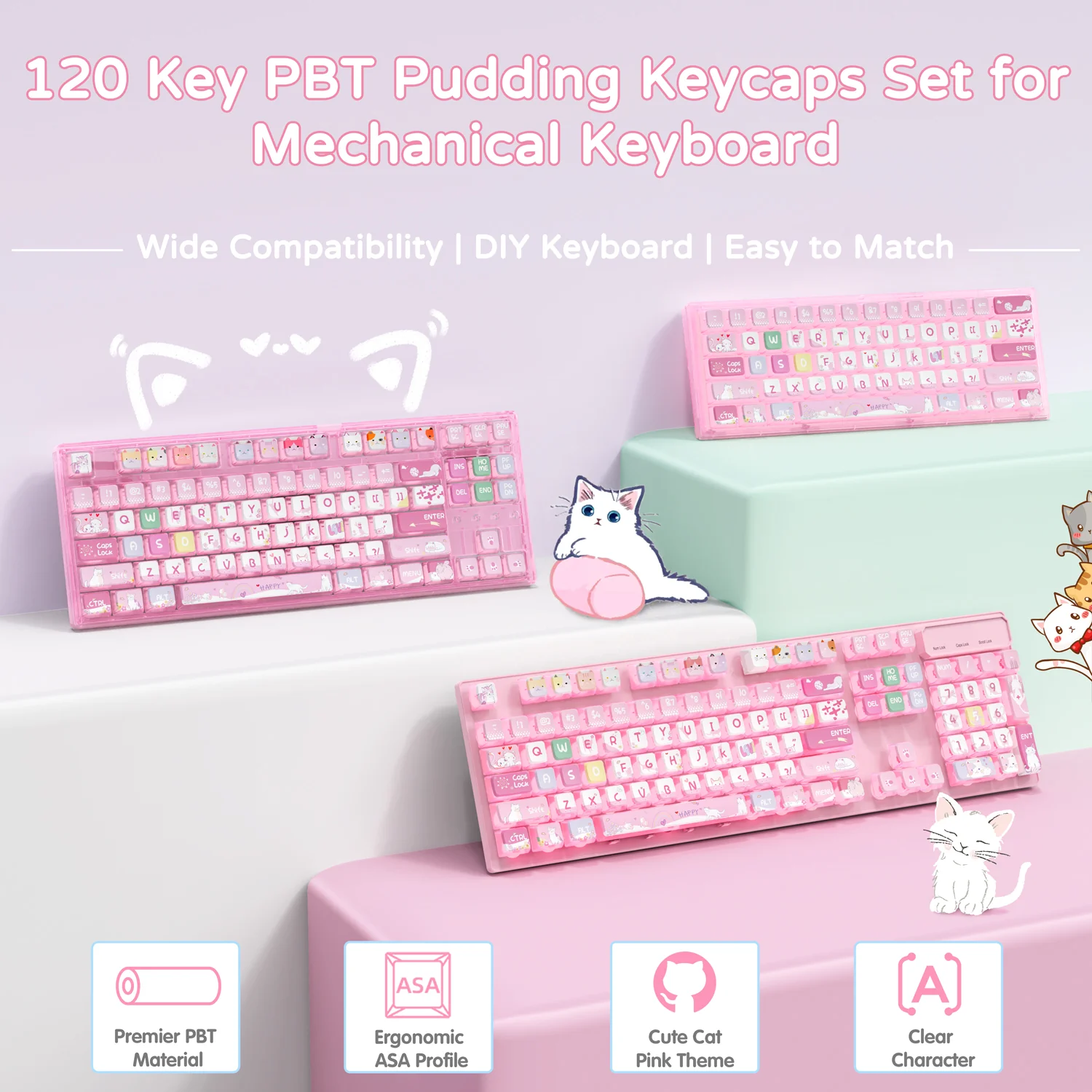 ATTACK SHARK 120 Keys PBT Dye-Sublimation Pudding Keycaps Set - Image 57