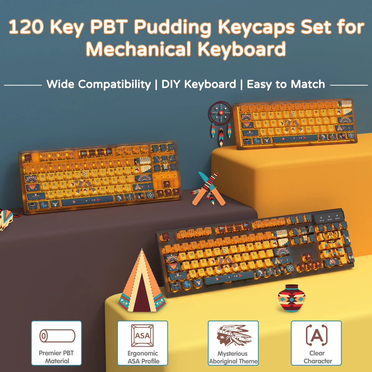 ATTACK SHARK 120 Keys PBT Dye-Sublimation Pudding Keycaps Set - Image 75