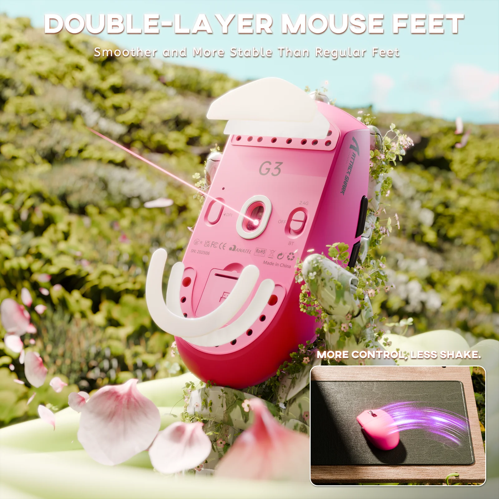 ATTACK SHARK G3 Tri-mode Wireless Gaming Mouse 25000 DPI Ultra Lightweight - Image 43