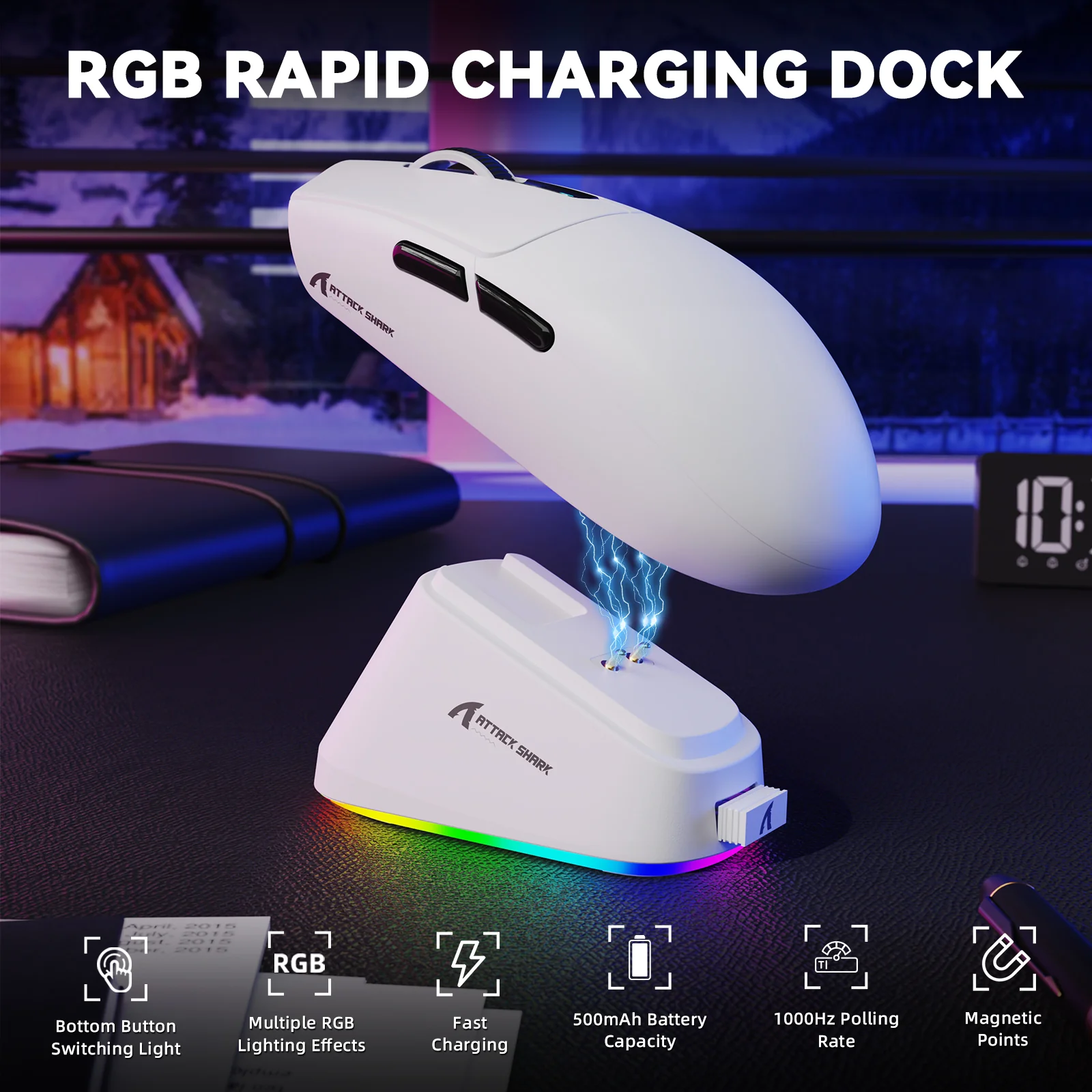 ATTACK SHARK G3PRO Tri-mode Wireless Gaming Mouse with Charge Dock 25000 DPI Ultra Lightweight - Image 12