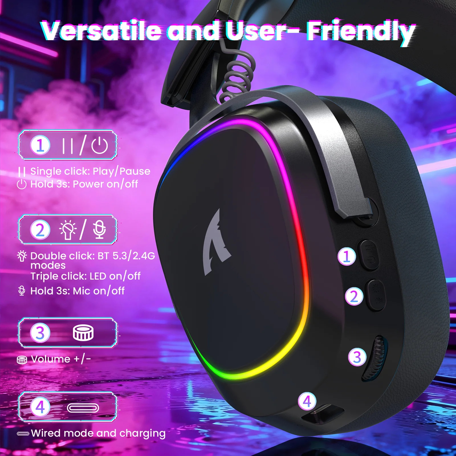 ATTACK SHARK G800 Wireless Gaming Headset - Image 8