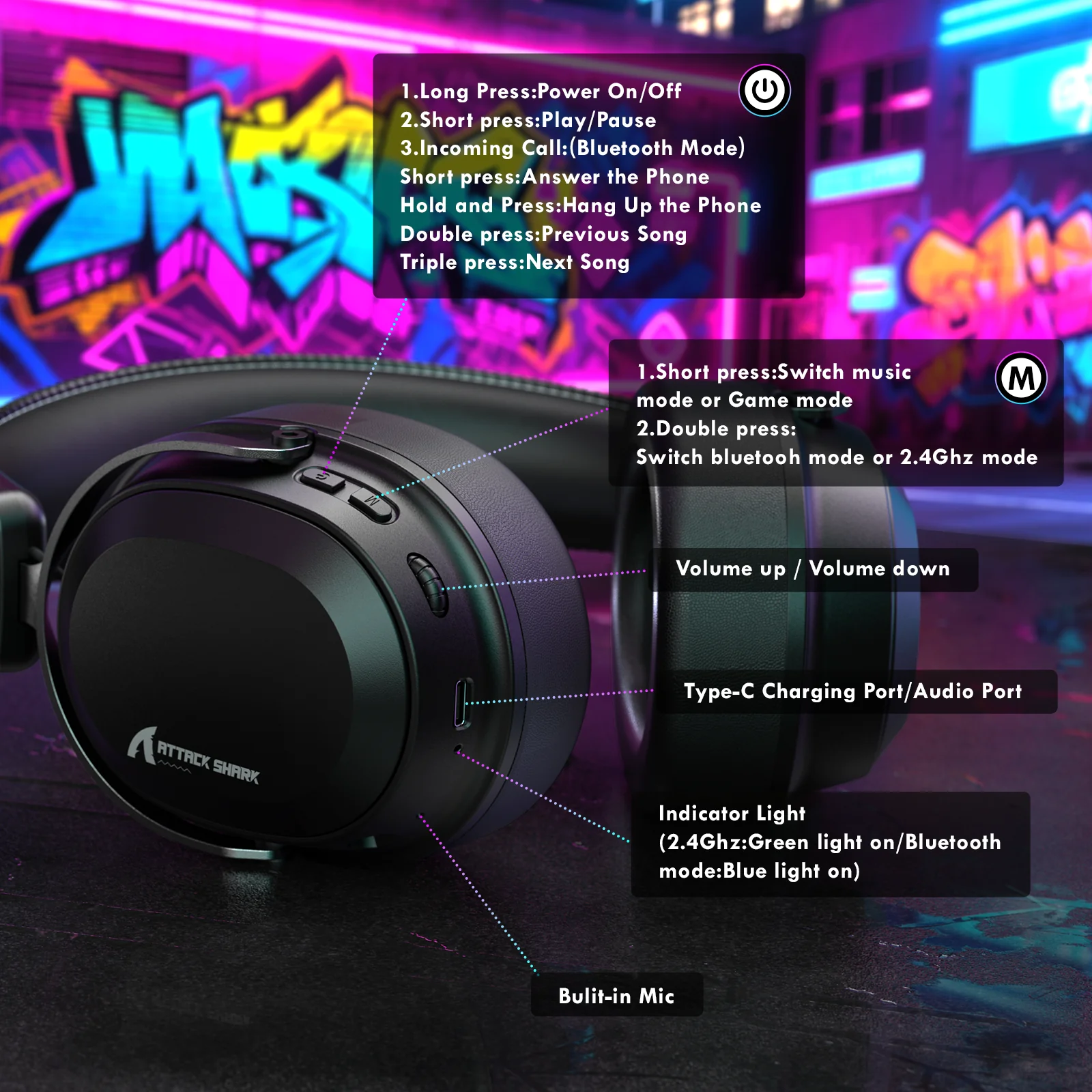 ATTACK SHARK L30PRO Wireless Gaming Headset - Image 15