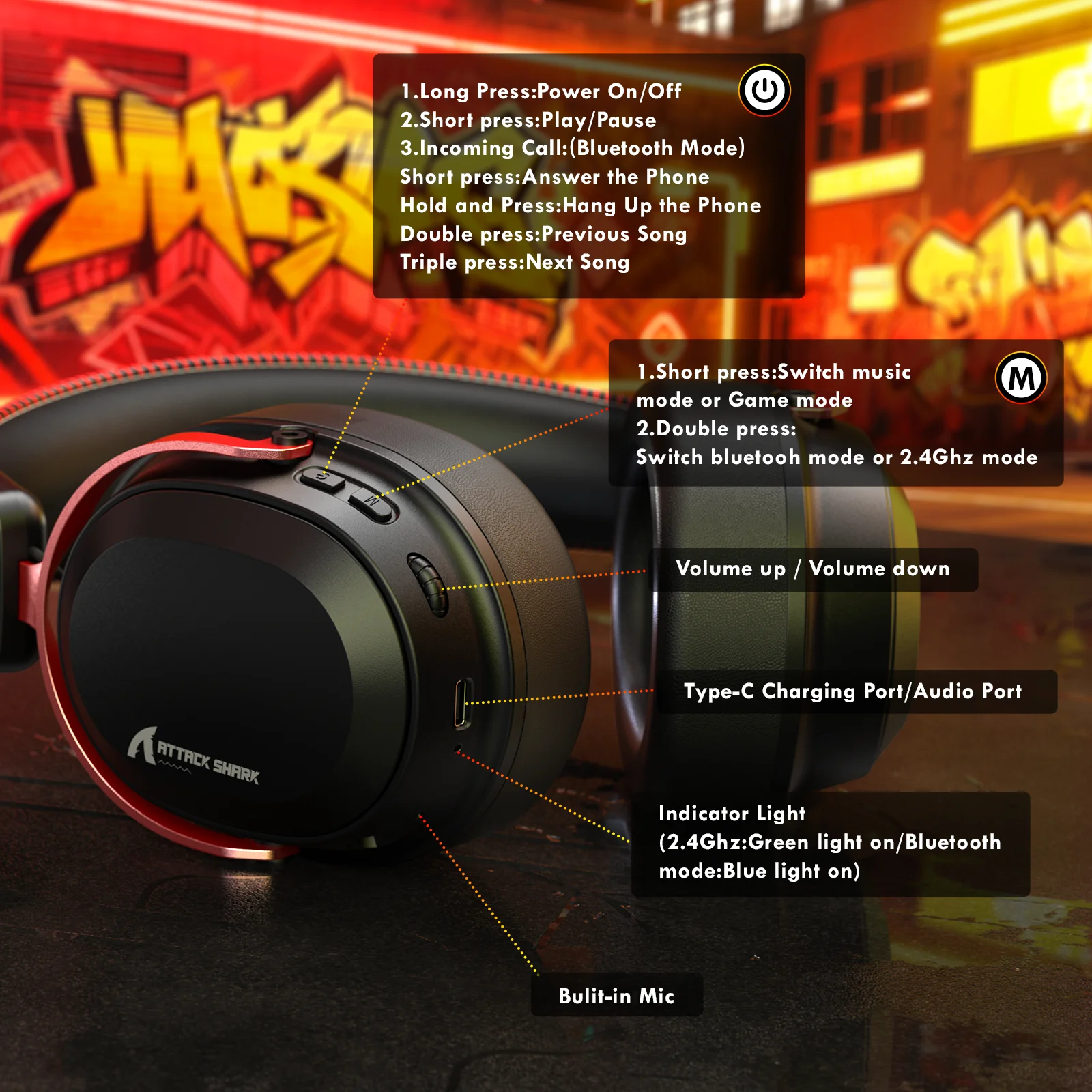 ATTACK SHARK L30PRO Wireless Gaming Headset - Image 24
