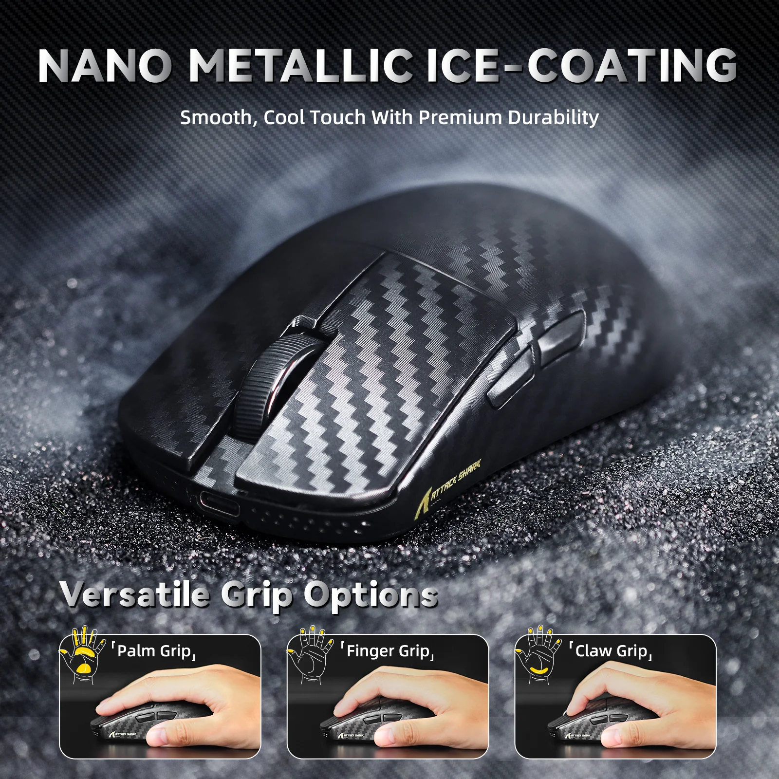 ATTACK SHARK R11 ULTRA Carbon Fiber Wireless 8K PAW3950MAX Gaming Mouse - Image 14