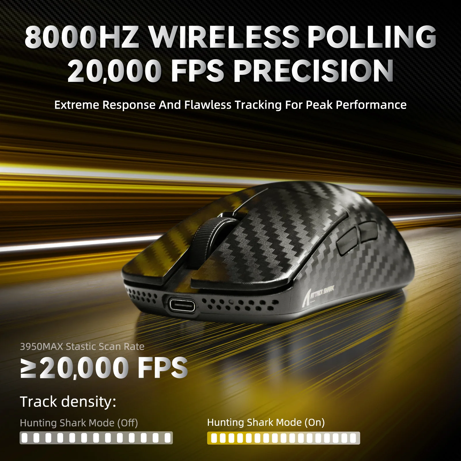 ATTACK SHARK R11 ULTRA Carbon Fiber Wireless 8K PAW3950MAX Gaming Mouse - Image 17