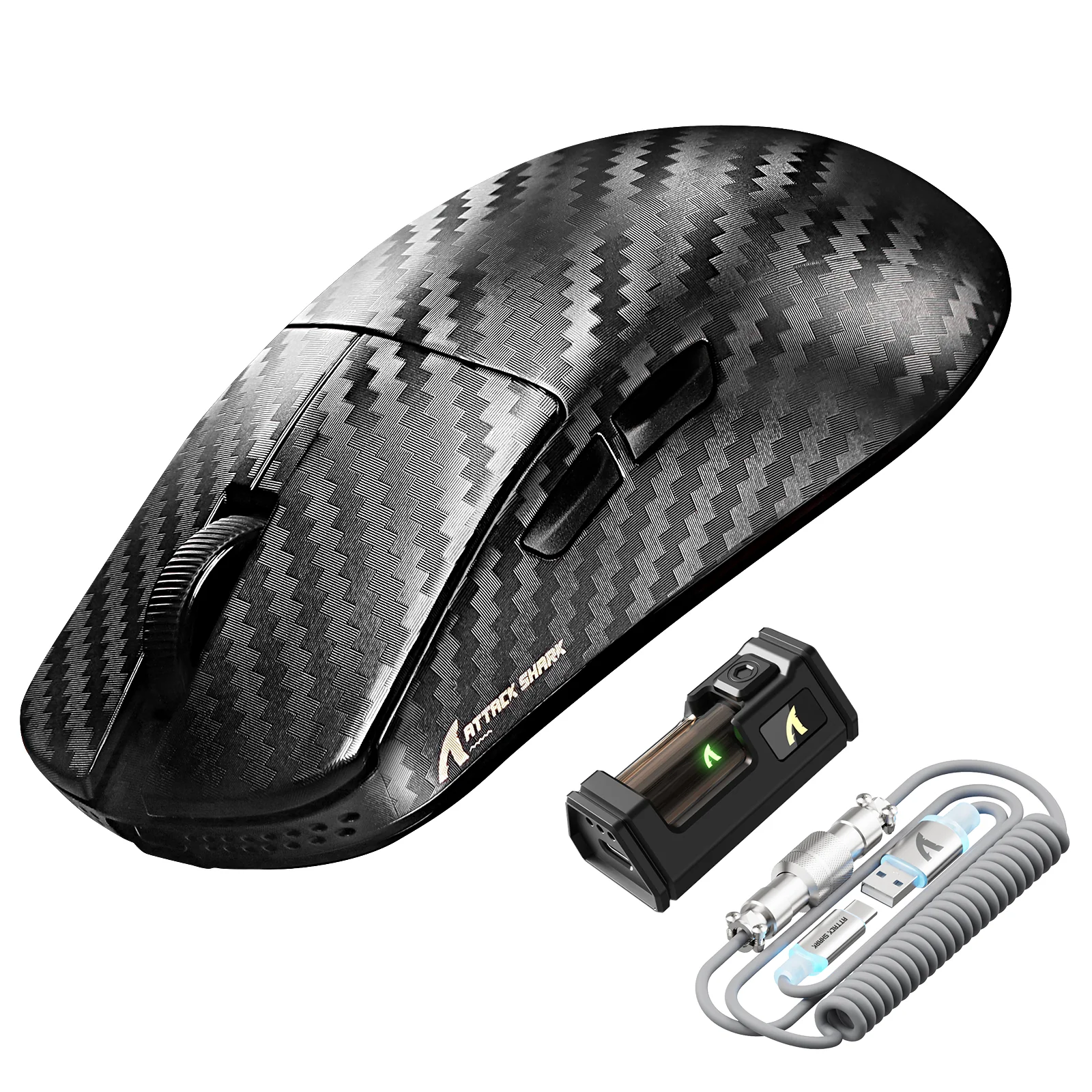 ATTACK SHARK R11 ULTRA Carbon Fiber Wireless 8K PAW3950MAX Gaming Mouse with C06 Ultra LED Cable - Image 12