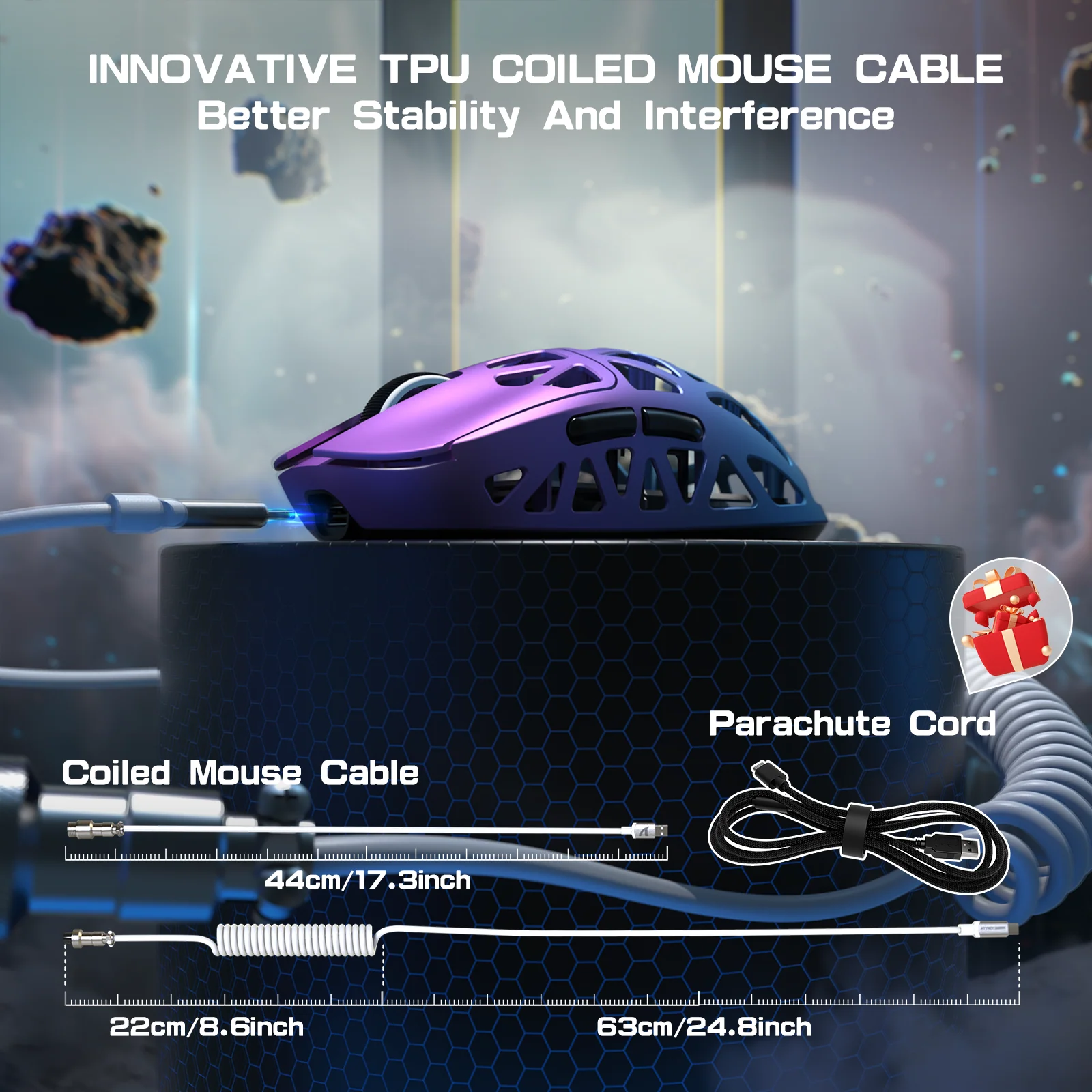 ATTACK SHARK R2 Magnesium Alloy PAW3950 Gaming Mouse 8K with Mouse Coiled Cable (Not Include the Charging Dock) - Image 17