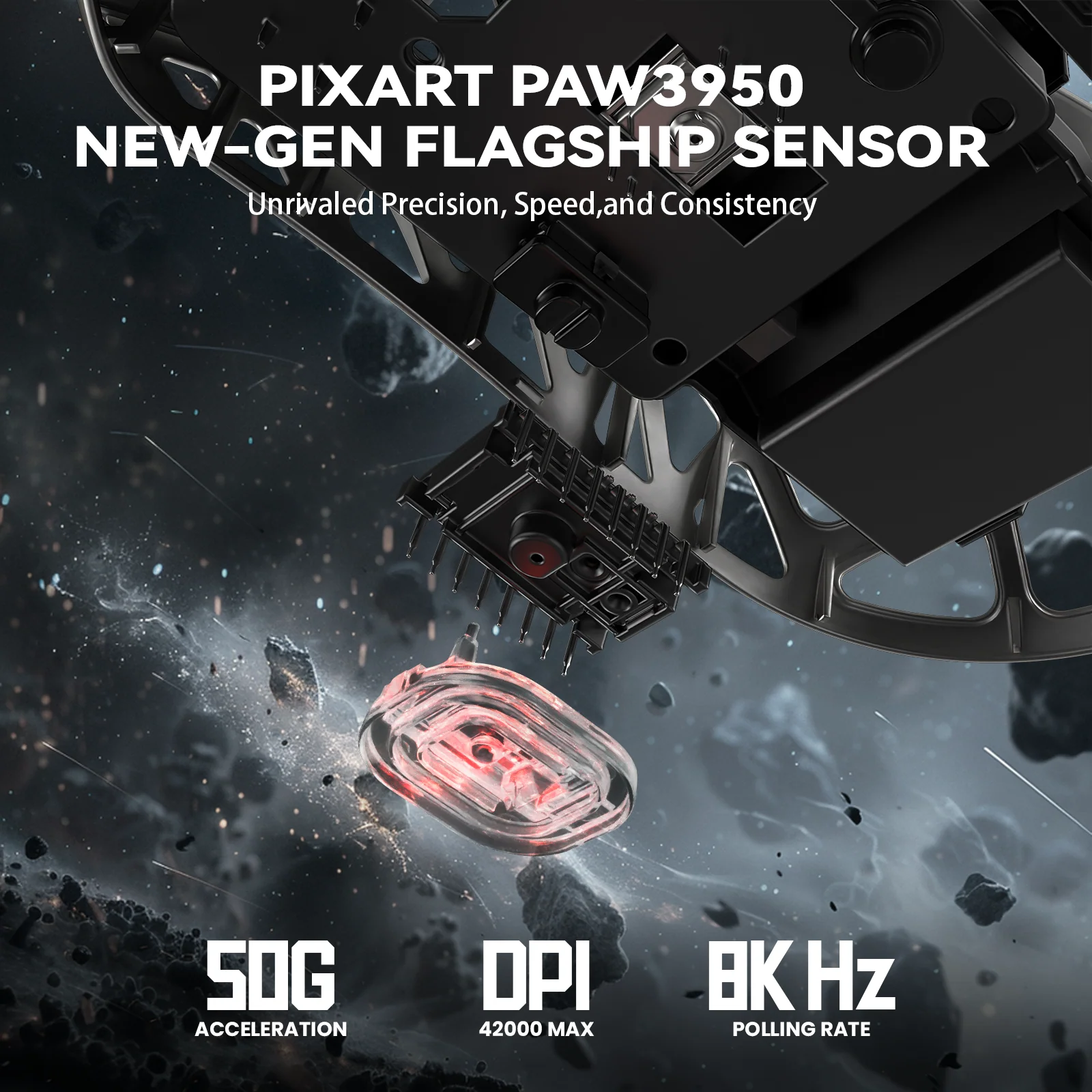 ATTACK SHARK R2 Magnesium Alloy PAW3950 Gaming Mouse 8K (Not Include the Charging Dock) - Image 4