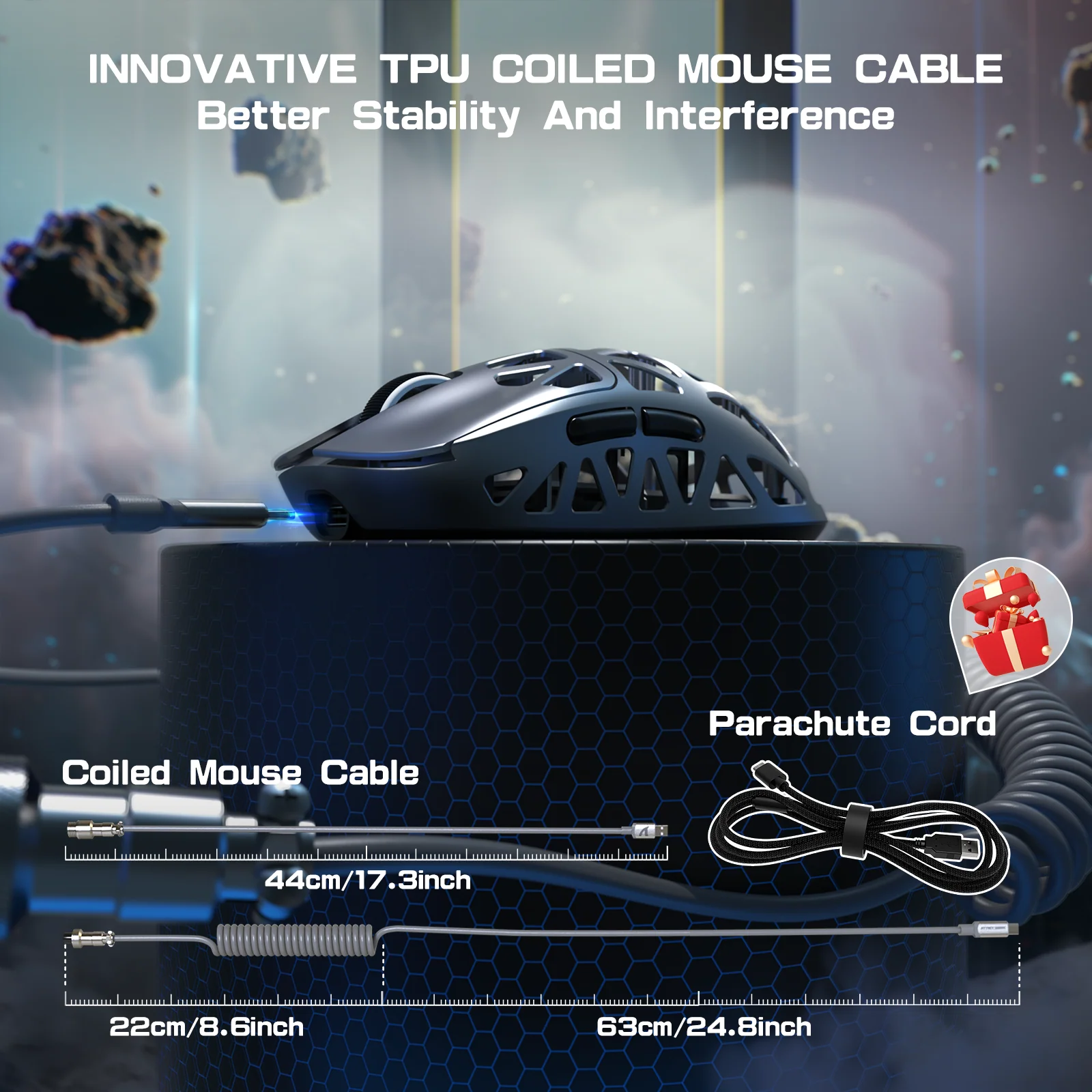 ATTACK SHARK R2 Magnesium Alloy PAW3950 Gaming Mouse 8K with Mouse Coiled Cable (Not Include the Charging Dock) - Image 7