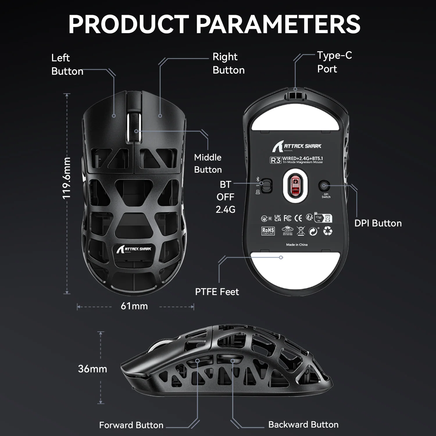 ATTACK SHARK R3 Magnesium Alloy Gaming Mouse 8K - Image 38