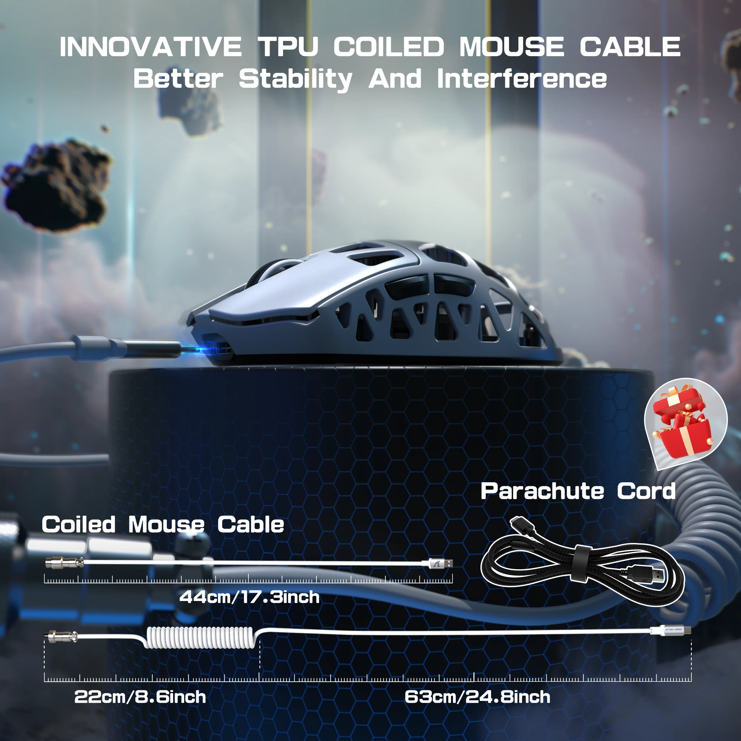 ATTACK SHARK R3 Magnesium Alloy Gaming Mouse 8K with C06 Coiled Cable - Image 17