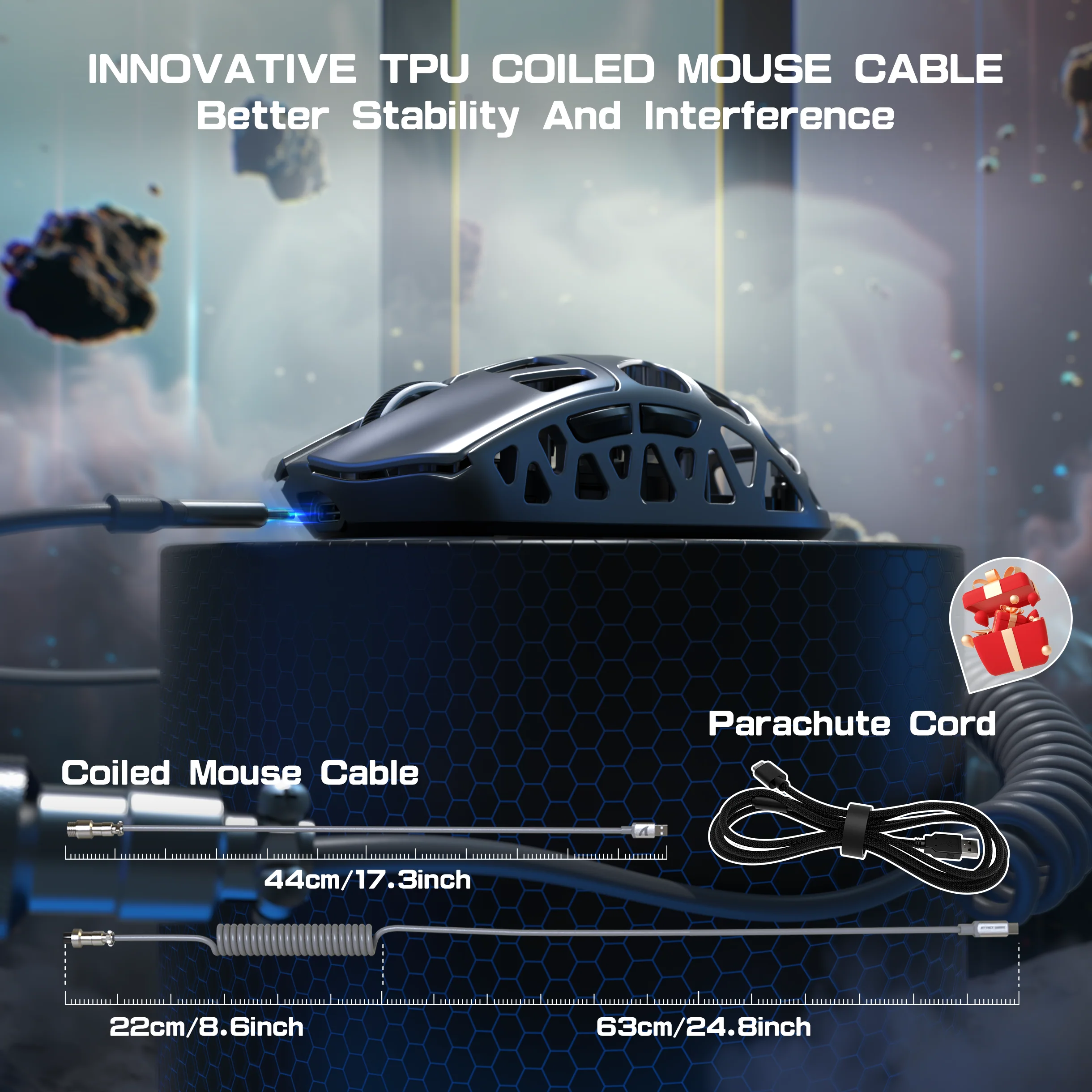 ATTACK SHARK R3 Magnesium Alloy Gaming Mouse 8K with C06 Coiled Cable - Image 8