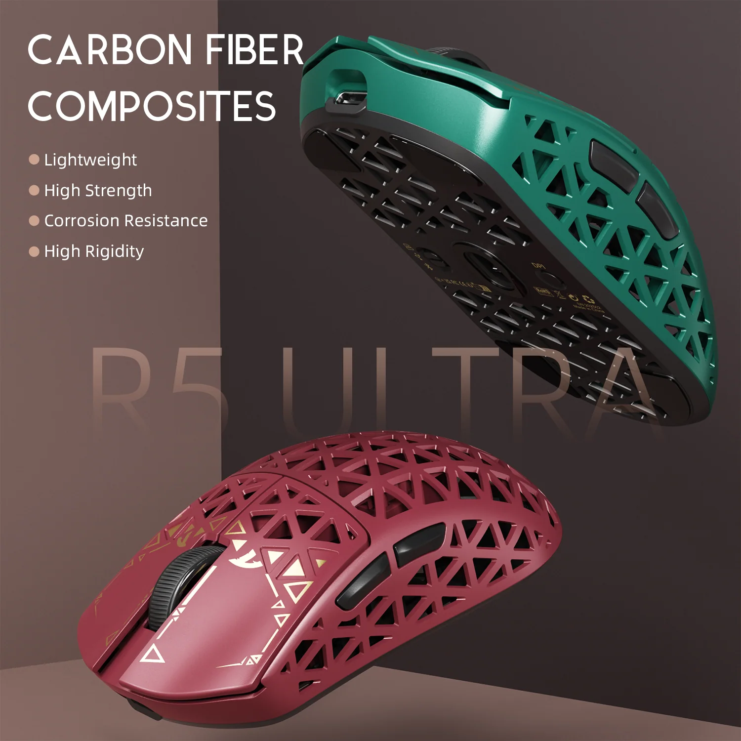 ATTACK SHARK R5 ULTRA Carbon Fiber Wireless 8K PAW3950MAX Gaming Mouse with 8K Coiled Cable - Image 21