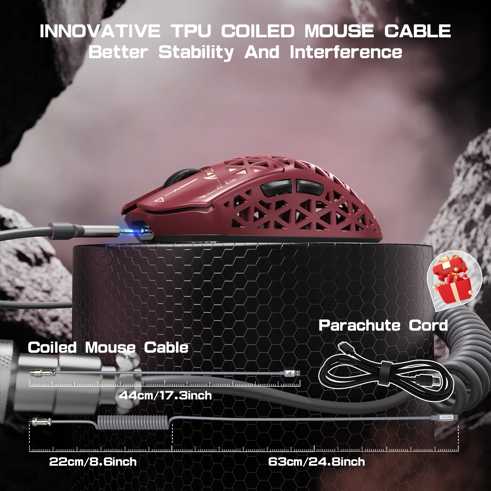 ATTACK SHARK R5 ULTRA Carbon Fiber Wireless 8K PAW3950MAX Gaming Mouse with 8K Coiled Cable - Image 29