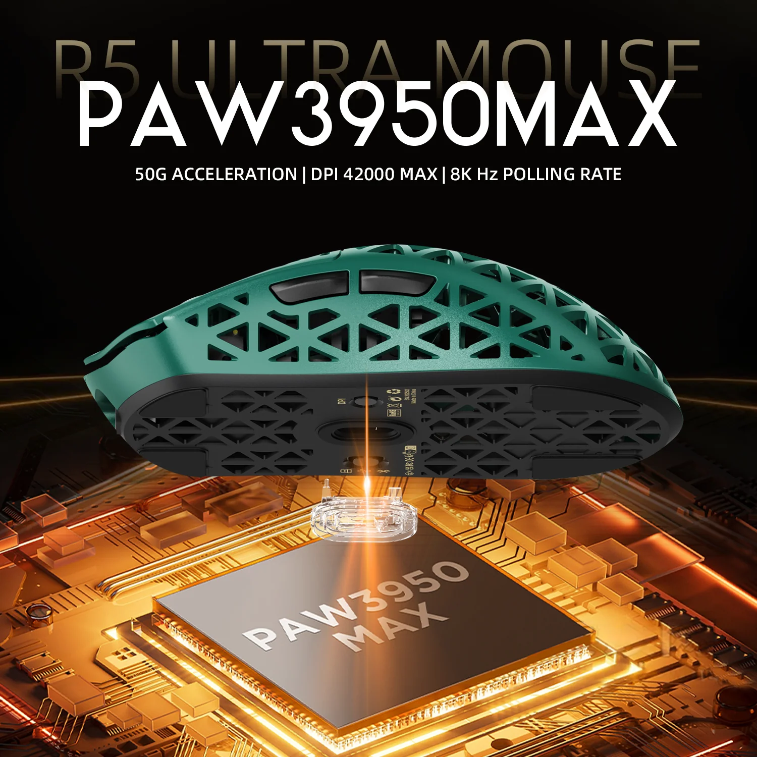 ATTACK SHARK R5 ULTRA Carbon Fiber Wireless 8K PAW3950MAX Gaming Mouse with 8K Coiled Cable - Image 34