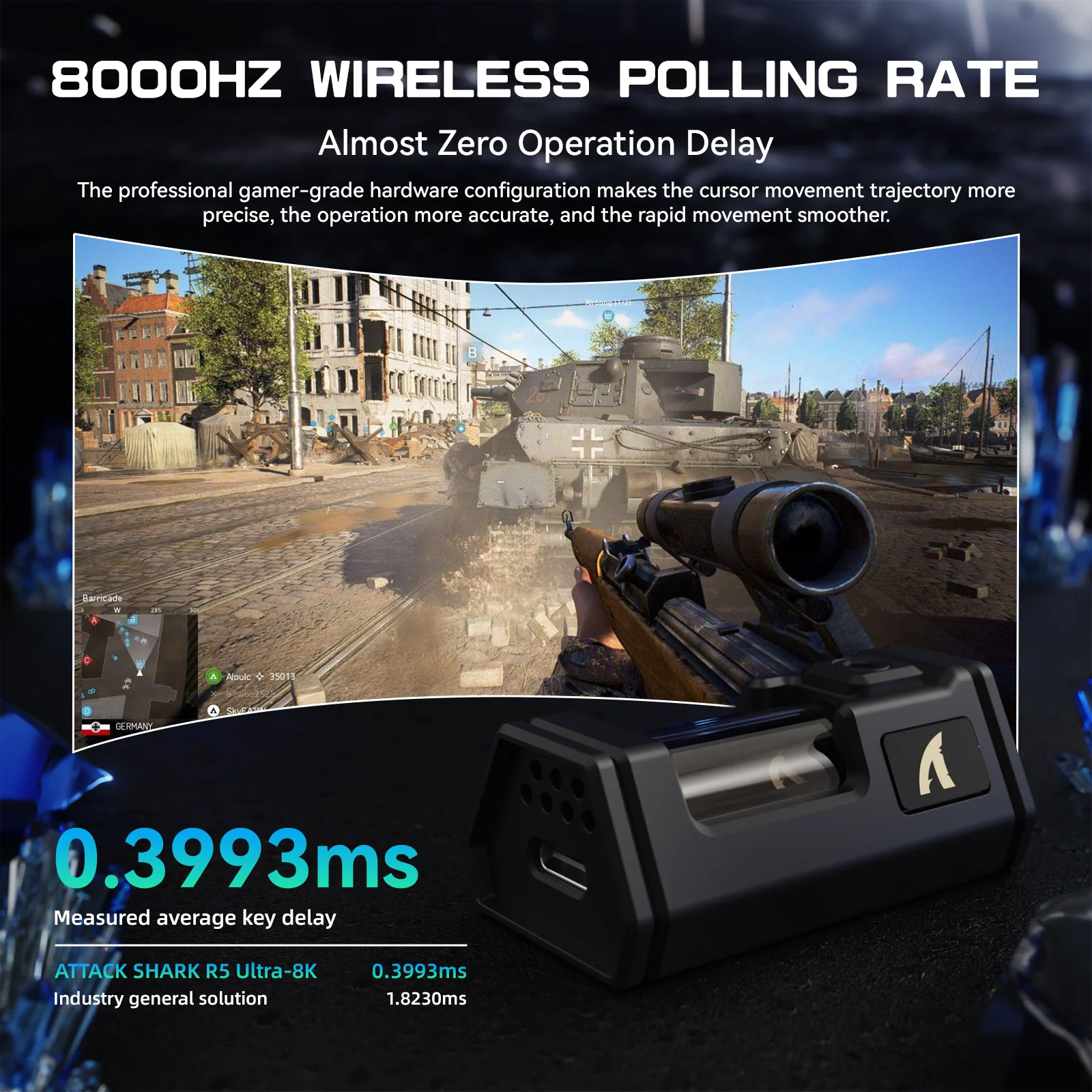 ATTACK SHARK R5 ULTRA Carbon Fiber Wireless 8K PAW3950MAX Gaming Mouse - Image 12