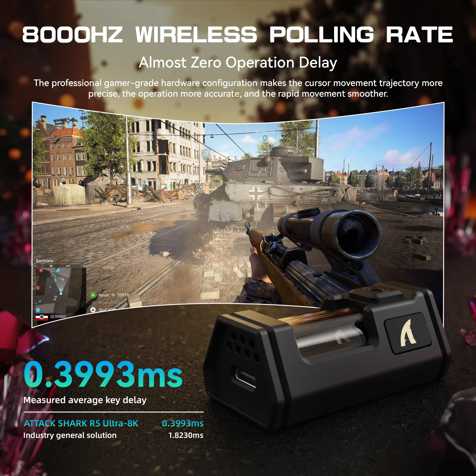 ATTACK SHARK R5 ULTRA Carbon Fiber Wireless 8K PAW3950MAX Gaming Mouse - Image 24