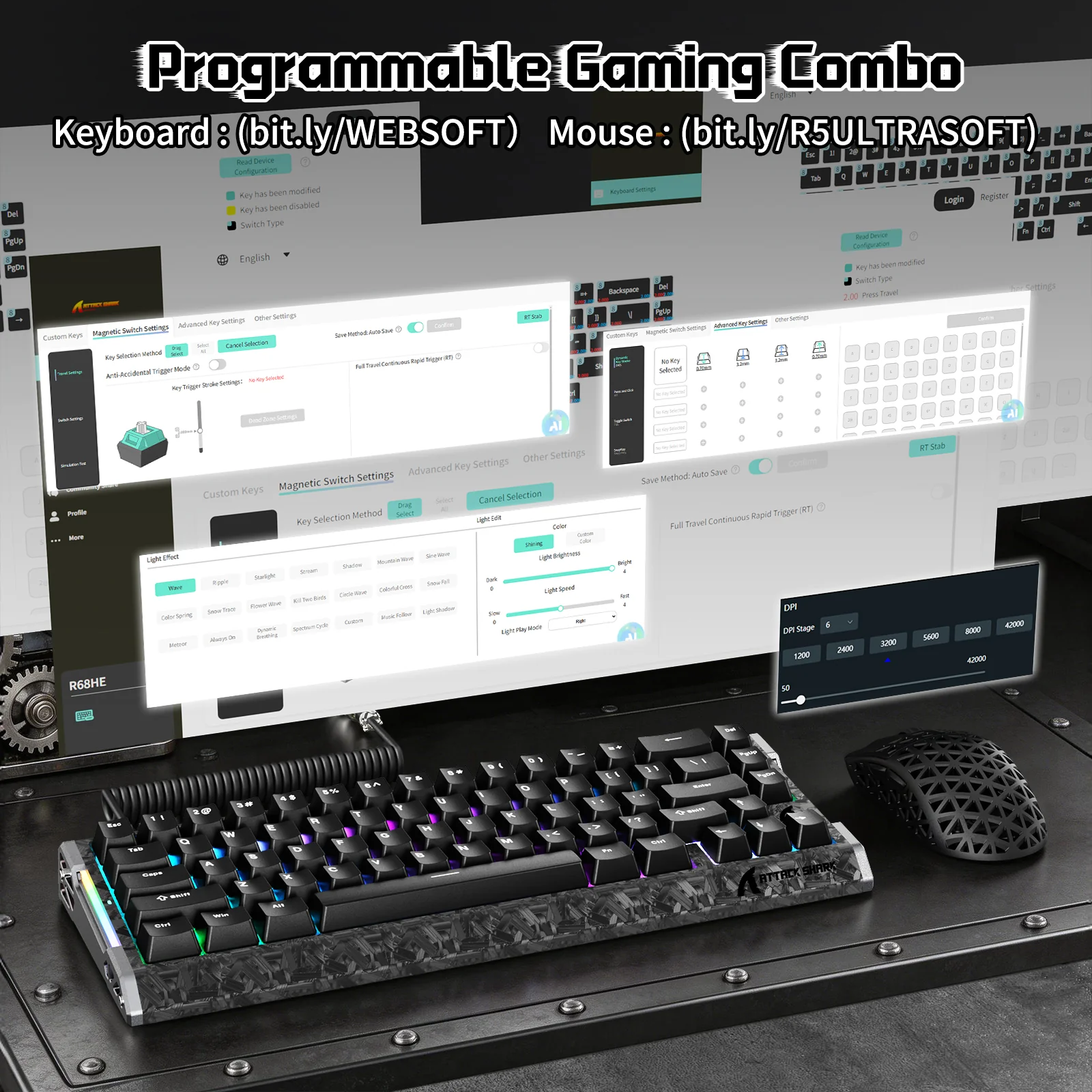 ATTACK SHARK R68 HE & R5 ULTRA Carbon Fiber Gaming Bundle With C01 ULTRA Coiled Cable - Image 26