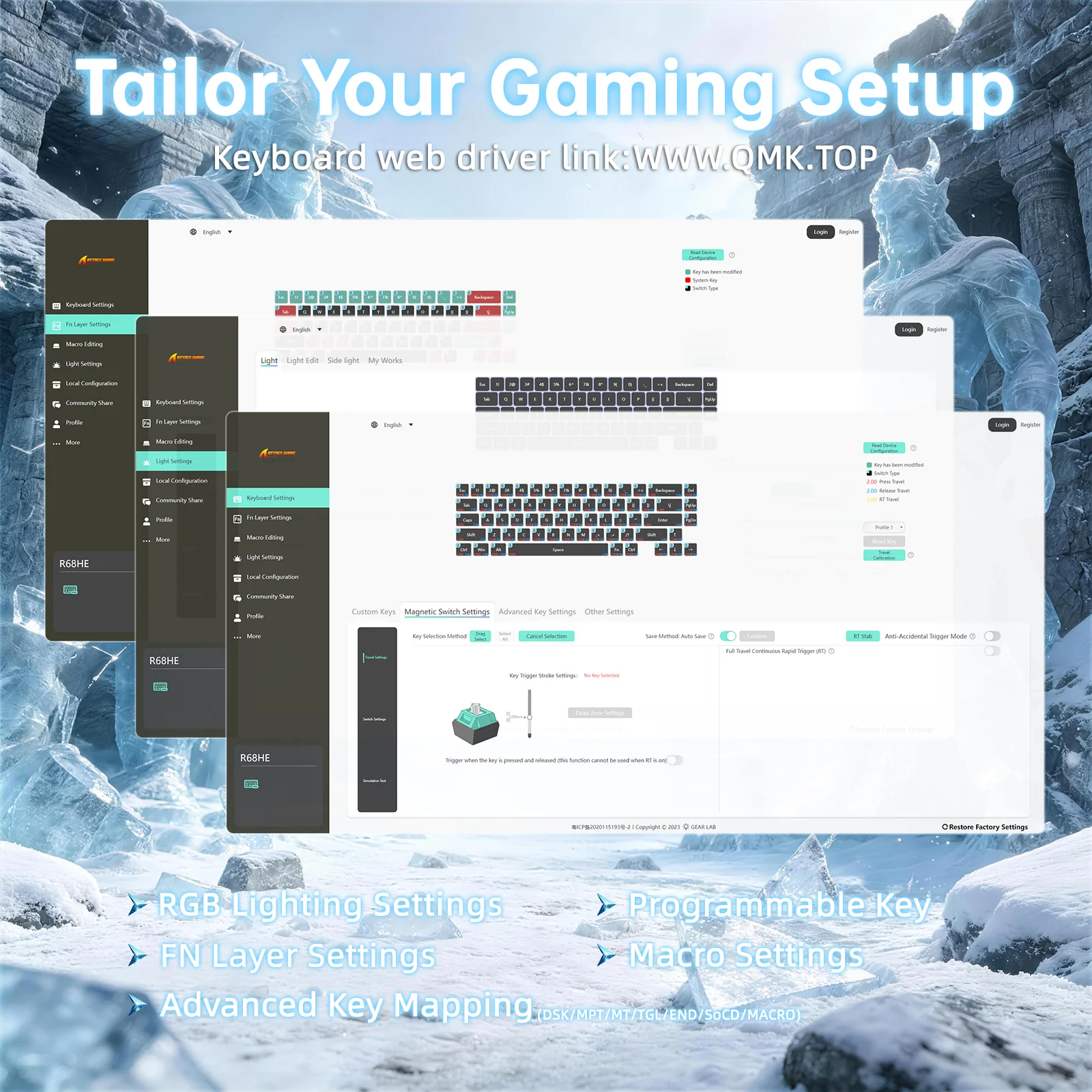 ATTACK SHARK R68 HE Carbon Fiber Wired Rapid Trigger Magnetic Switch Keyboard With C01 Ultra RGB Coiled Cable - Image 10