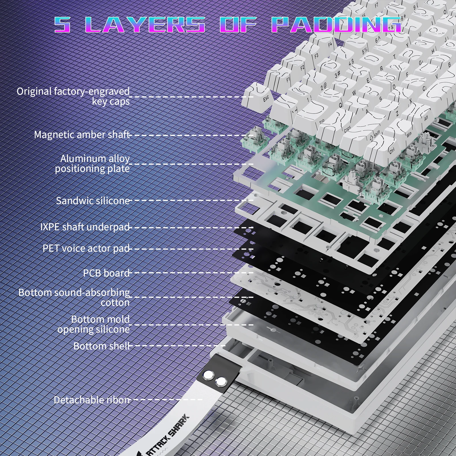 ATTACK SHARK R82 HE Wired 75% Gaming Keyboard  with C01ULTRA LED Cable - Image 4