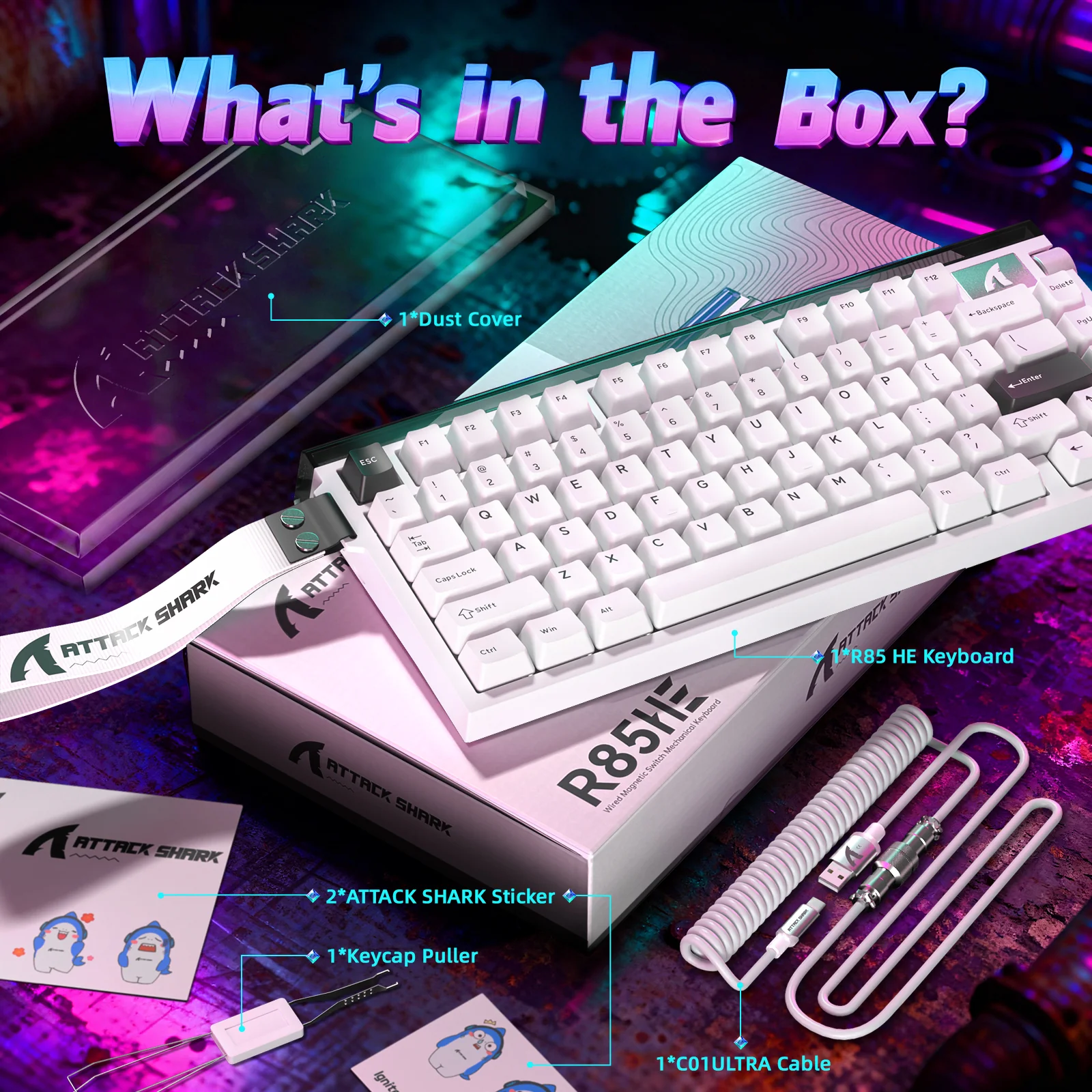 ATTACK SHARK R85 HE Rapid Trigger Keyboard with C01ULTRA LED Cable - Image 32