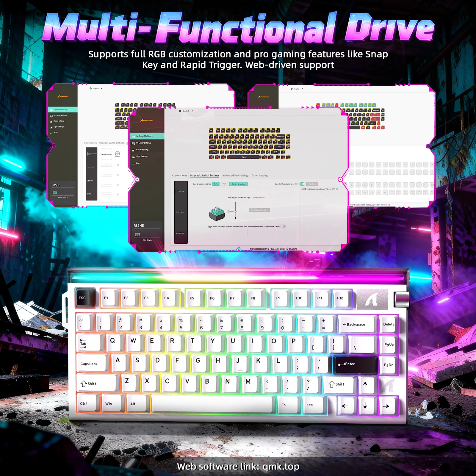 ATTACK SHARK R85 HE Rapid Trigger Keyboard with C01ULTRA LED Cable - Image 33