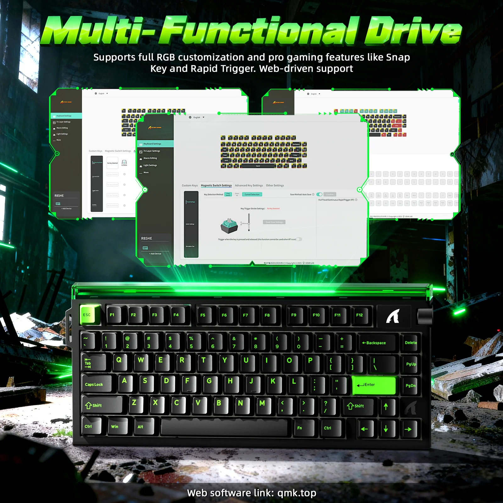 ATTACK SHARK R85 HE Rapid Trigger Keyboard with C01ULTRA LED Cable - Image 6