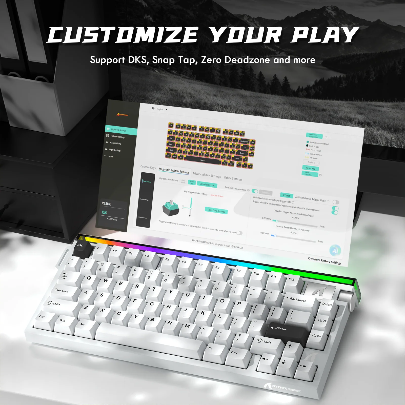 ATTACK SHARK R85 HE Rapid Trigger Keyboard Magnetic Switch with Custom Lightbox - Image 29