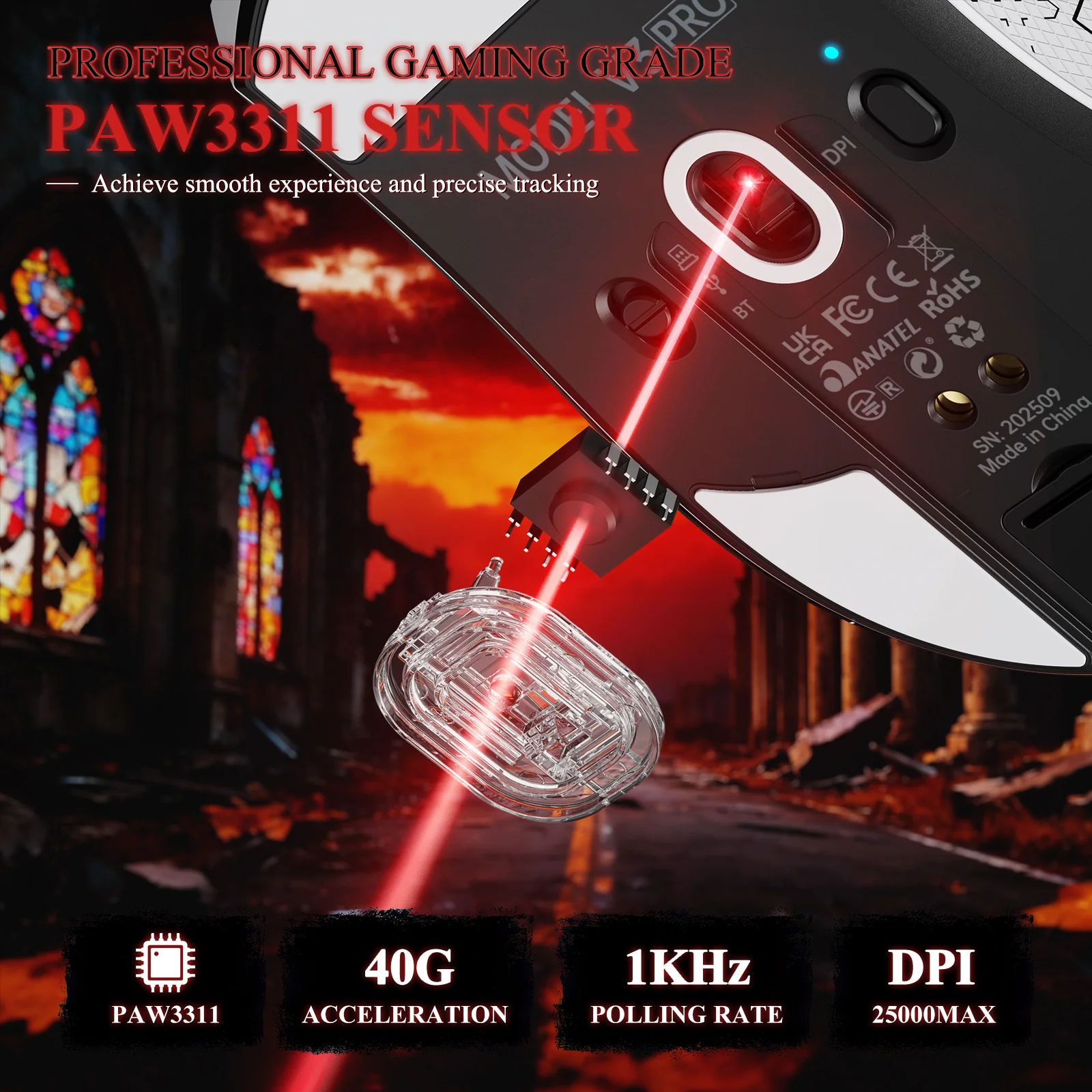 ATTACK SHARK V3PRO Ultra-Light Tri-Mode Gaming Mouse with Charging Dock - Image 34