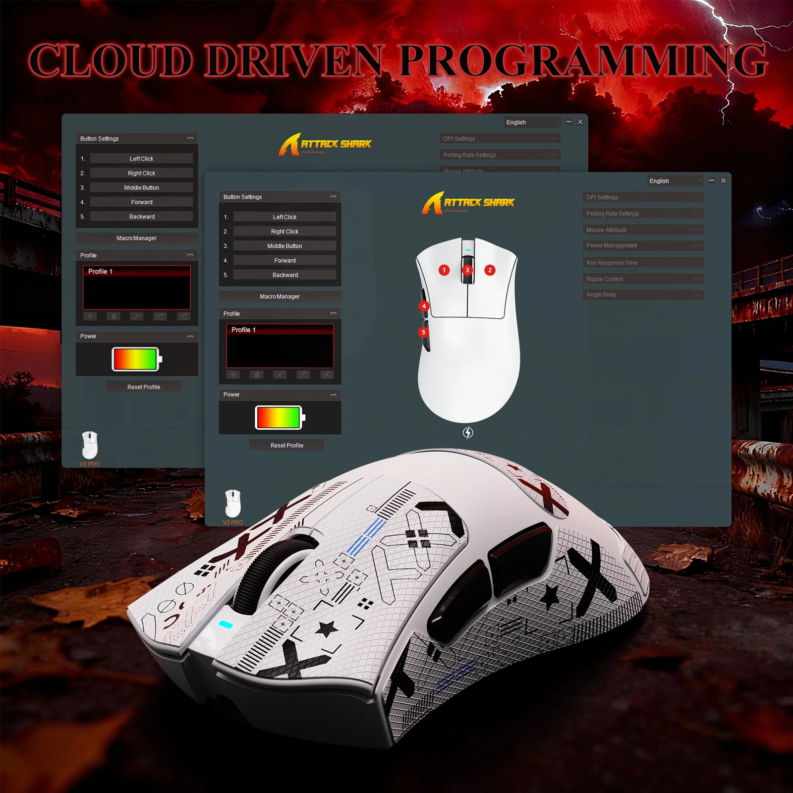 ATTACK SHARK V3PRO Ultra-Light Tri-Mode Gaming Mouse with Charging Dock - Image 36