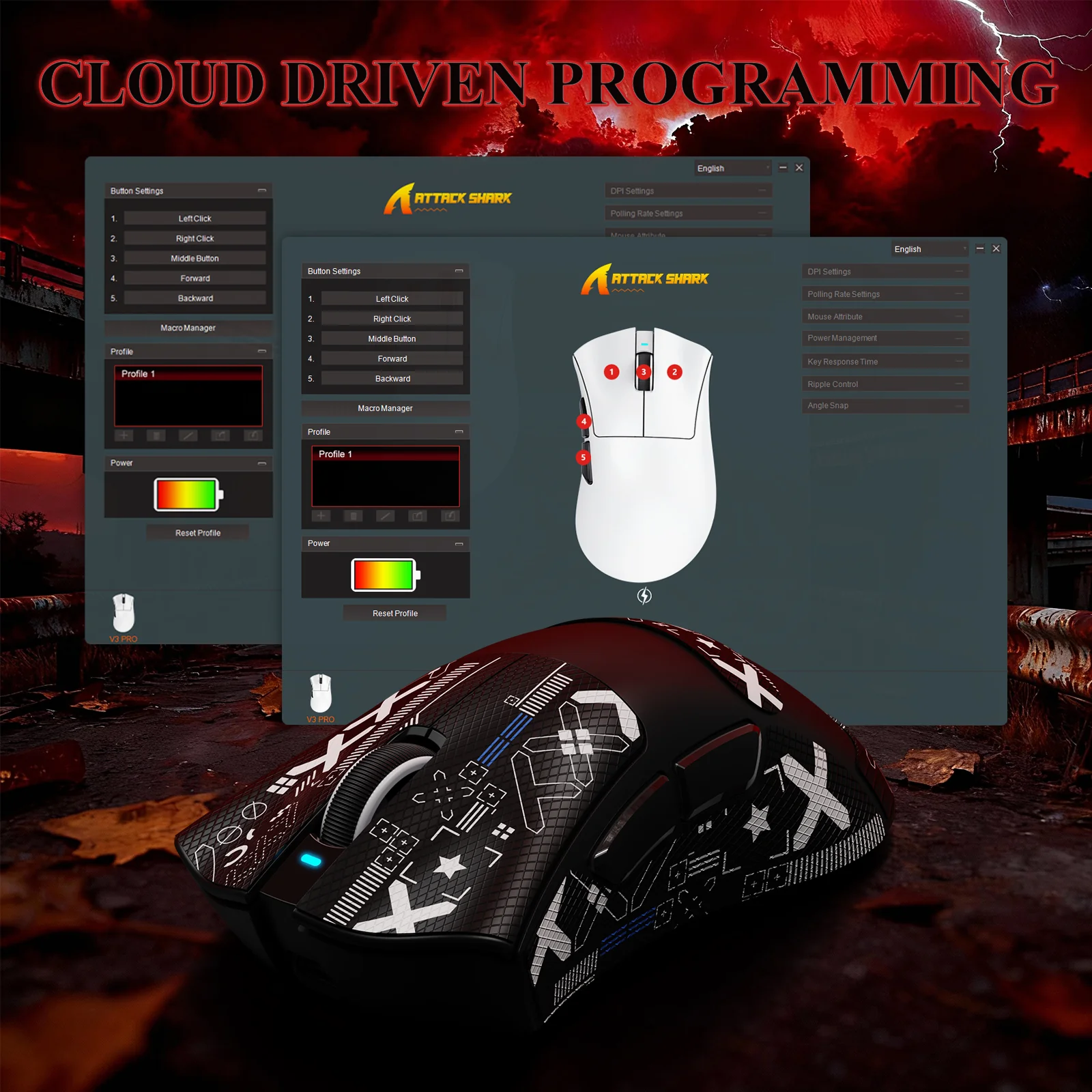 ATTACK SHARK V3PRO Ultra-Light Tri-Mode Gaming Mouse with Charging Dock - Image 46