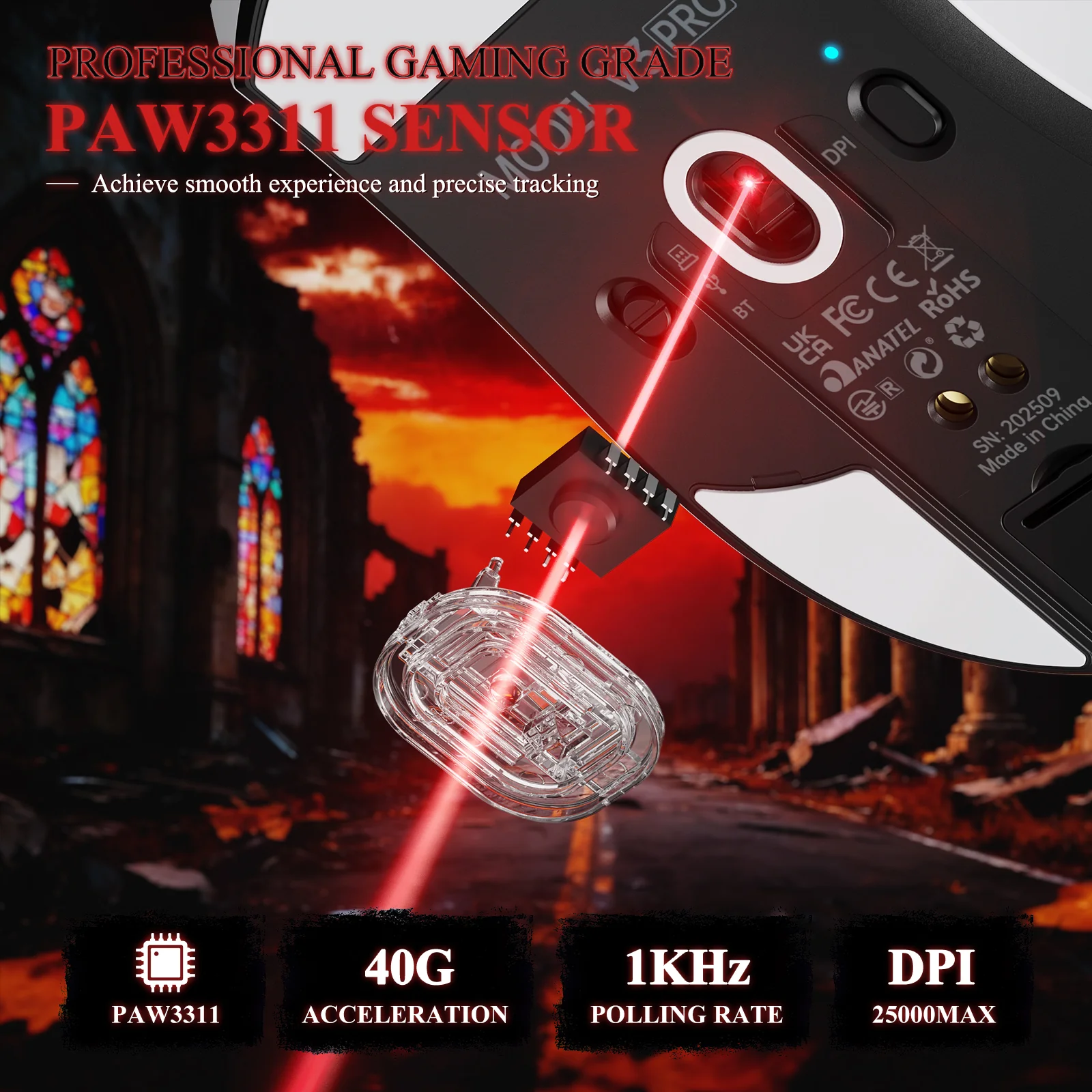 ATTACK SHARK V3PRO Ultra-Light Tri-Mode Gaming Mouse with Charging Dock - Image 9