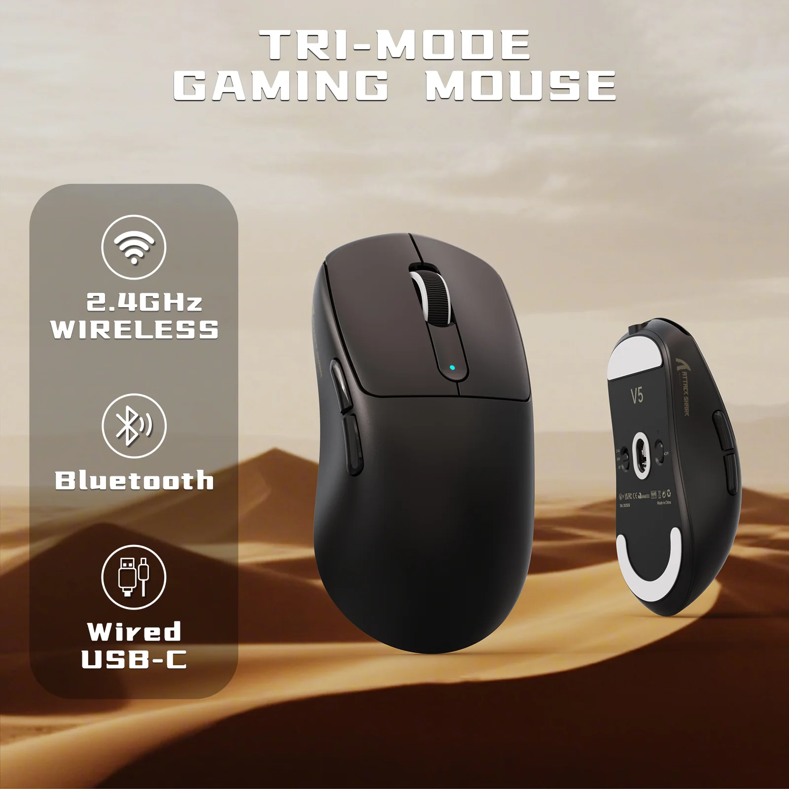 ATTACK SHARK V5 8KHz Wireless PAW3950MAX Gaming Mouse with C06 Ultra Cable - Image 13