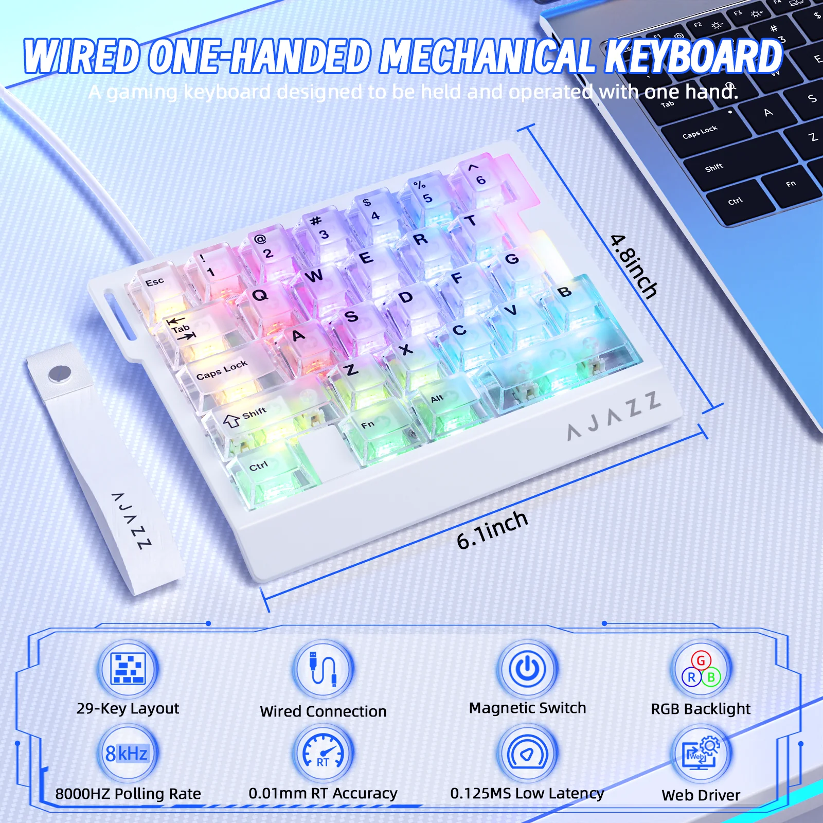 ATTACK SHARK X AJAZZ AK029 Wired One-Handed Gaming Keyboard - Image 20