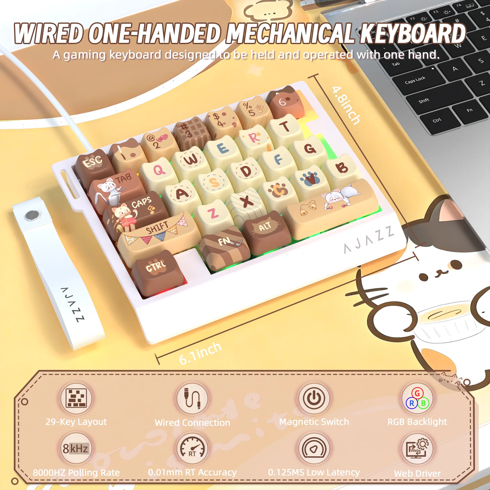 ATTACK SHARK X AJAZZ AK029 Wired One-Handed Gaming Keyboard - Image 47