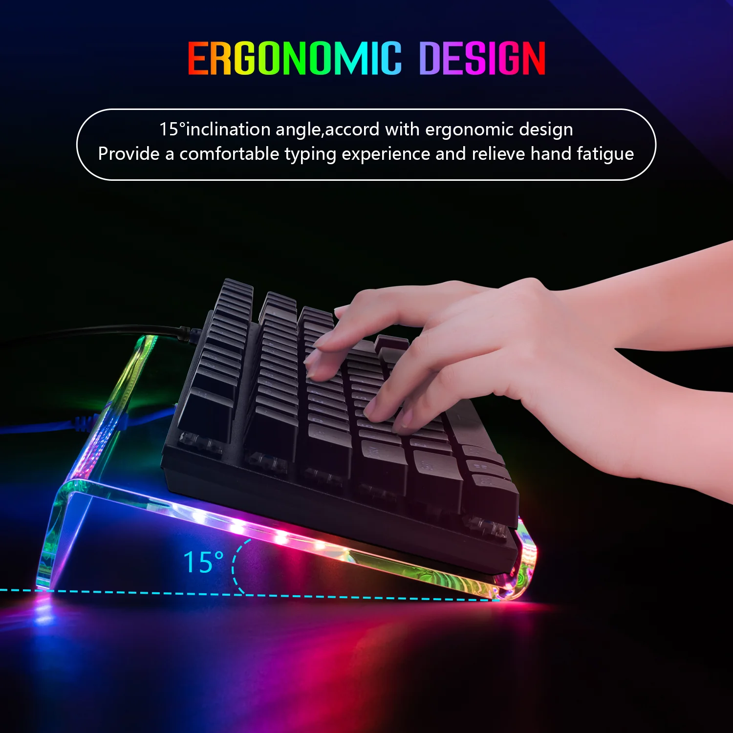 ATTACK SHARK X MAMBASNAKE Ergonomic RGB Keyboard Holder - Image 3