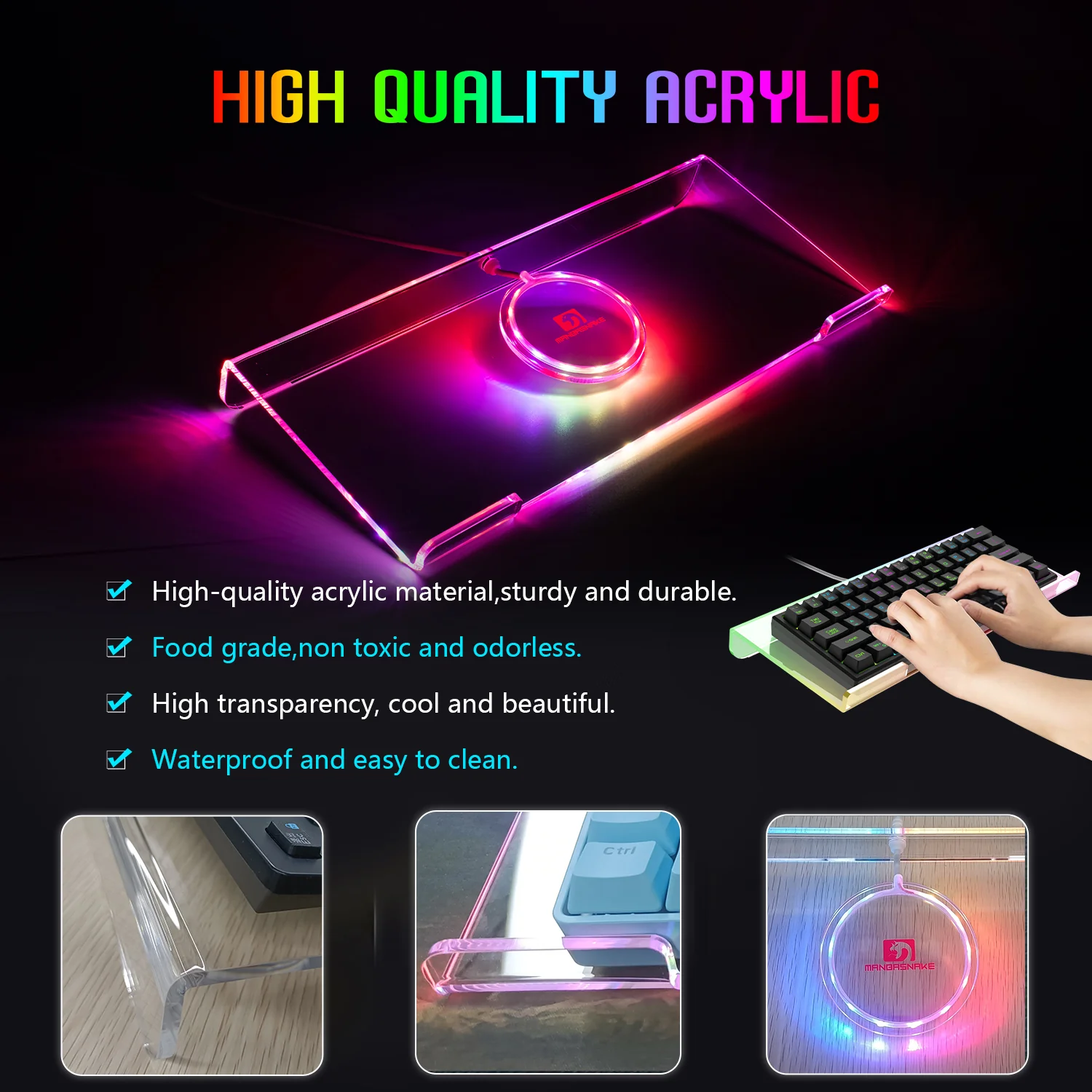 ATTACK SHARK X MAMBASNAKE Ergonomic RGB Keyboard Holder - Image 4