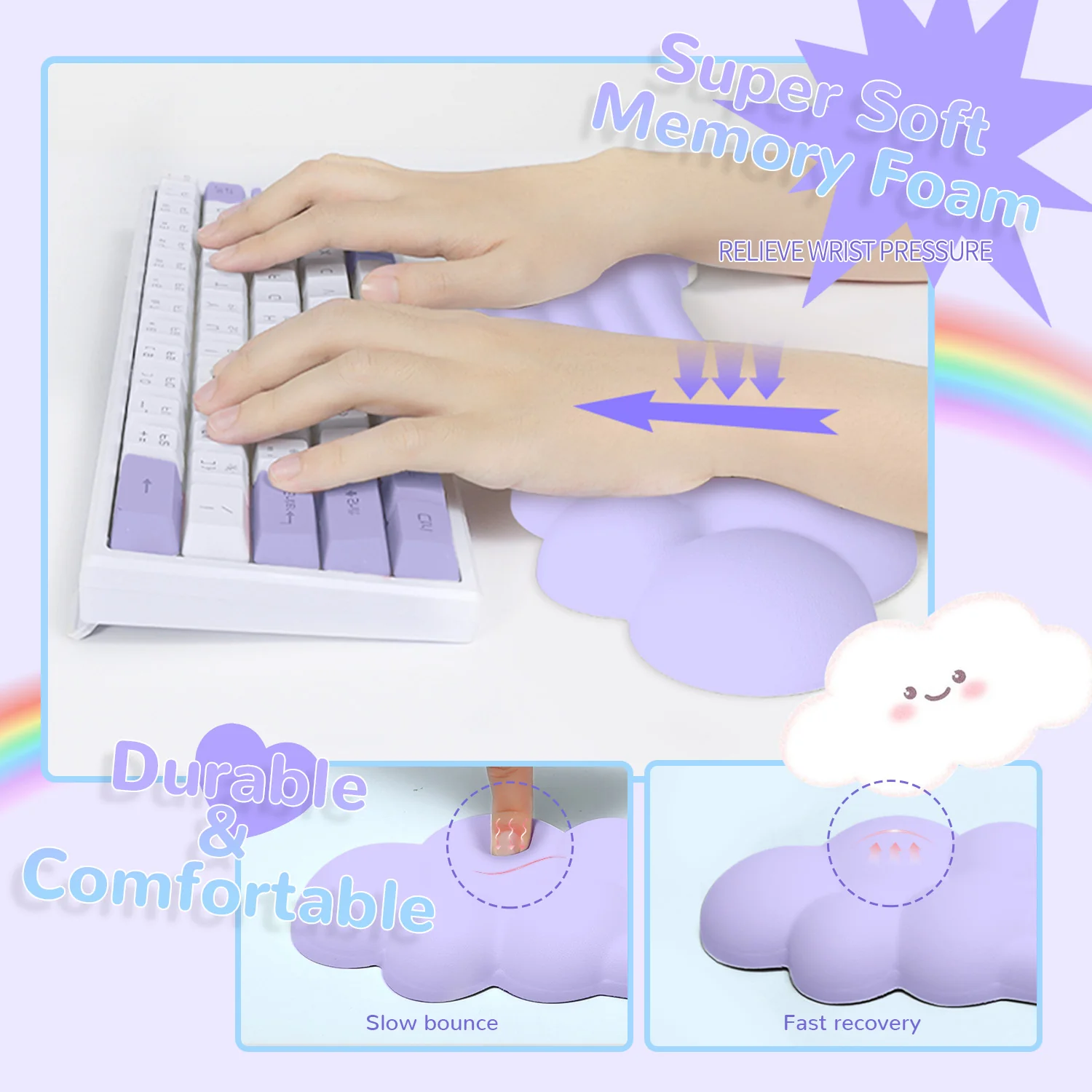 ATTACK SHARK X MAMBASNAKE Rainbow Cloud Keyboard Wrist Rest - Image 37