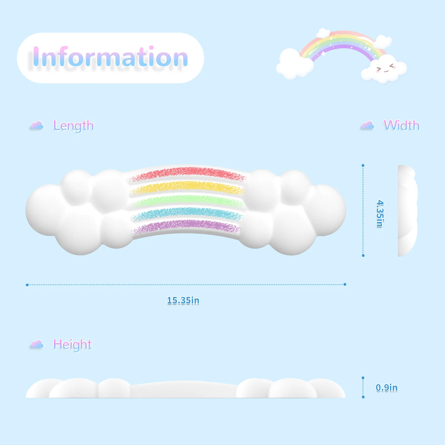 ATTACK SHARK X MAMBASNAKE Rainbow Cloud Keyboard Wrist Rest - Image 8