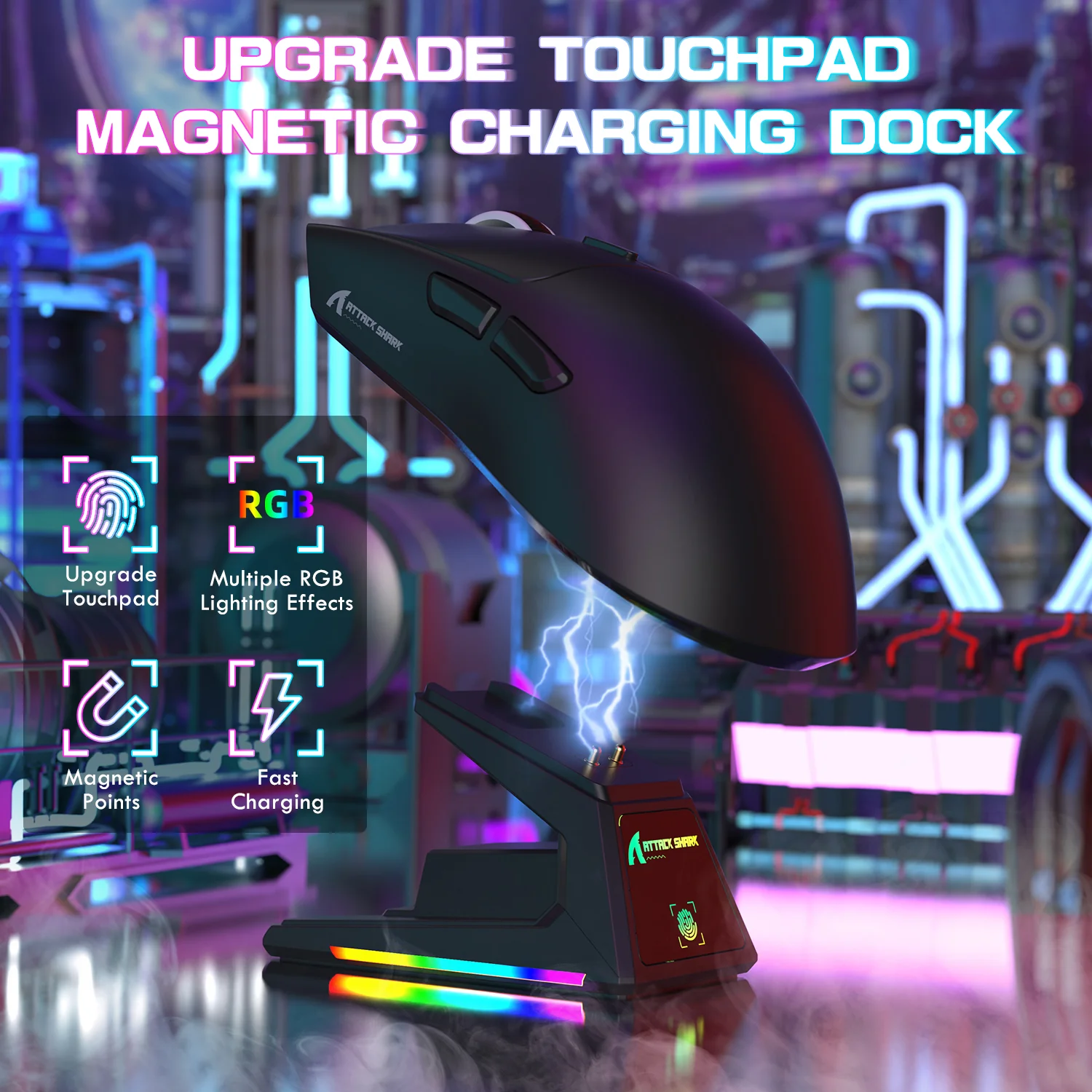 ATTACK SHARK X1 Tri-mode Gaming Mouse With Touchpad RGB Charging Dock PAW3395PRO Sensor - Image 12