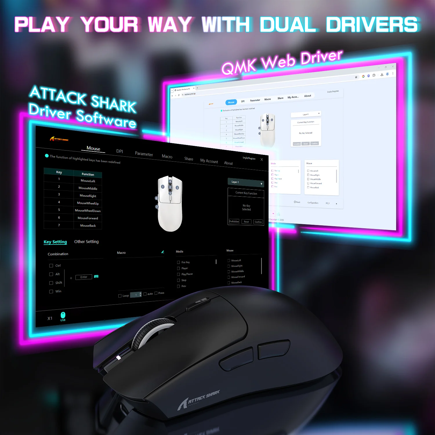 ATTACK SHARK X1 Tri-mode Gaming Mouse With Touchpad RGB Charging Dock PAW3395PRO Sensor - Image 17