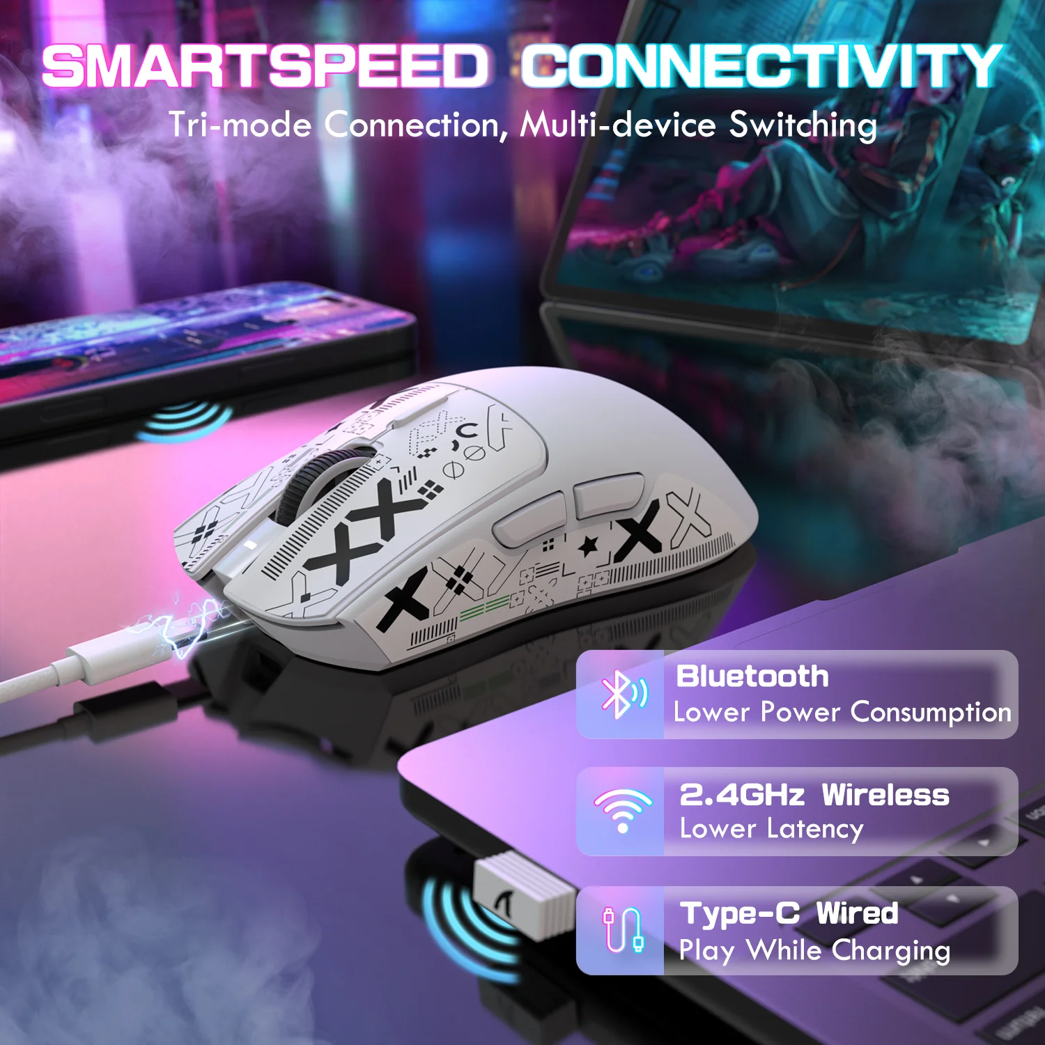 ATTACK SHARK X1 Tri-mode Gaming Mouse With Touchpad RGB Charging Dock PAW3395PRO Sensor - Image 32