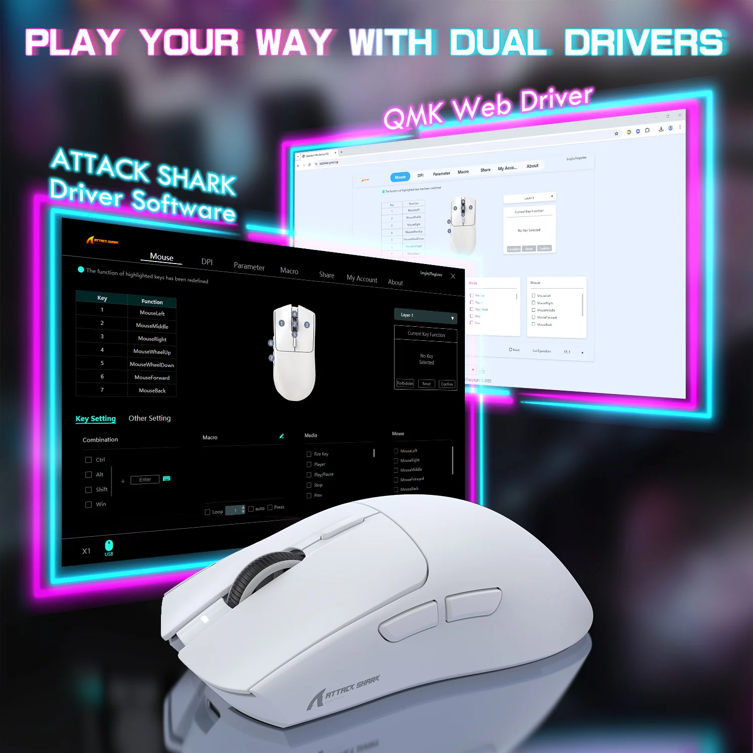 ATTACK SHARK X1 Tri-mode Gaming Mouse With Touchpad RGB Charging Dock PAW3395PRO Sensor - Image 8