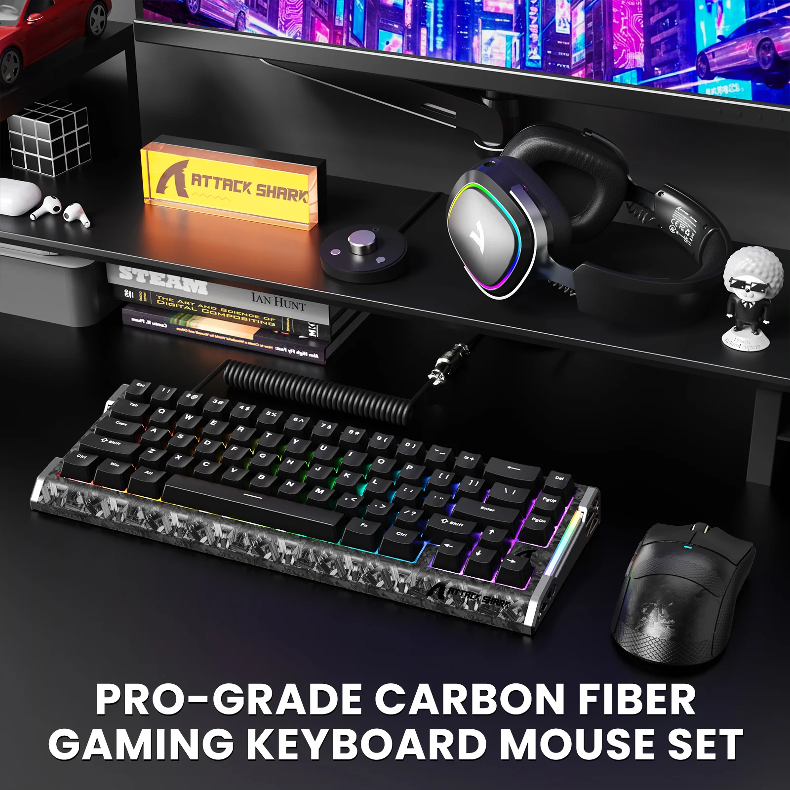ATTACK SHARK R68 HE & X11 ULTRA Carbon Fiber Gaming Bundle With C01 ULTRA Coiled Cable - Image 25