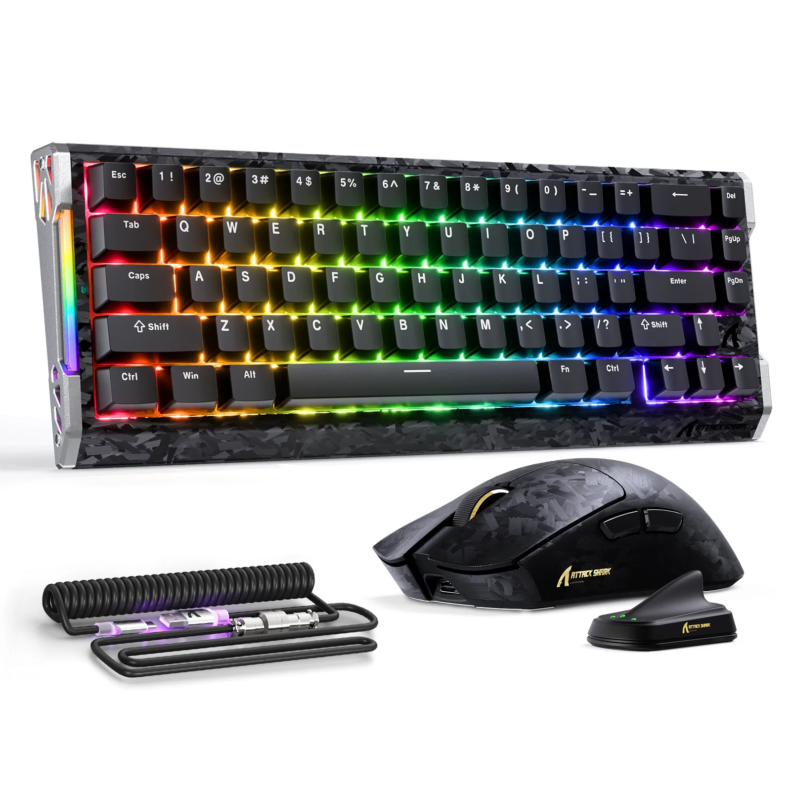 ATTACK SHARK R68 HE & X11 ULTRA Carbon Fiber Gaming Bundle With C01 ULTRA Coiled Cable - Image 3